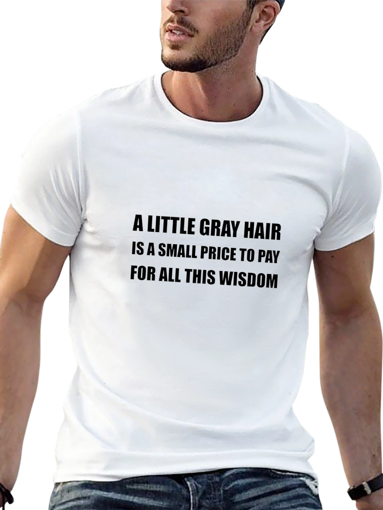 Gray Hair Wisdom Mens Black T-Shirt