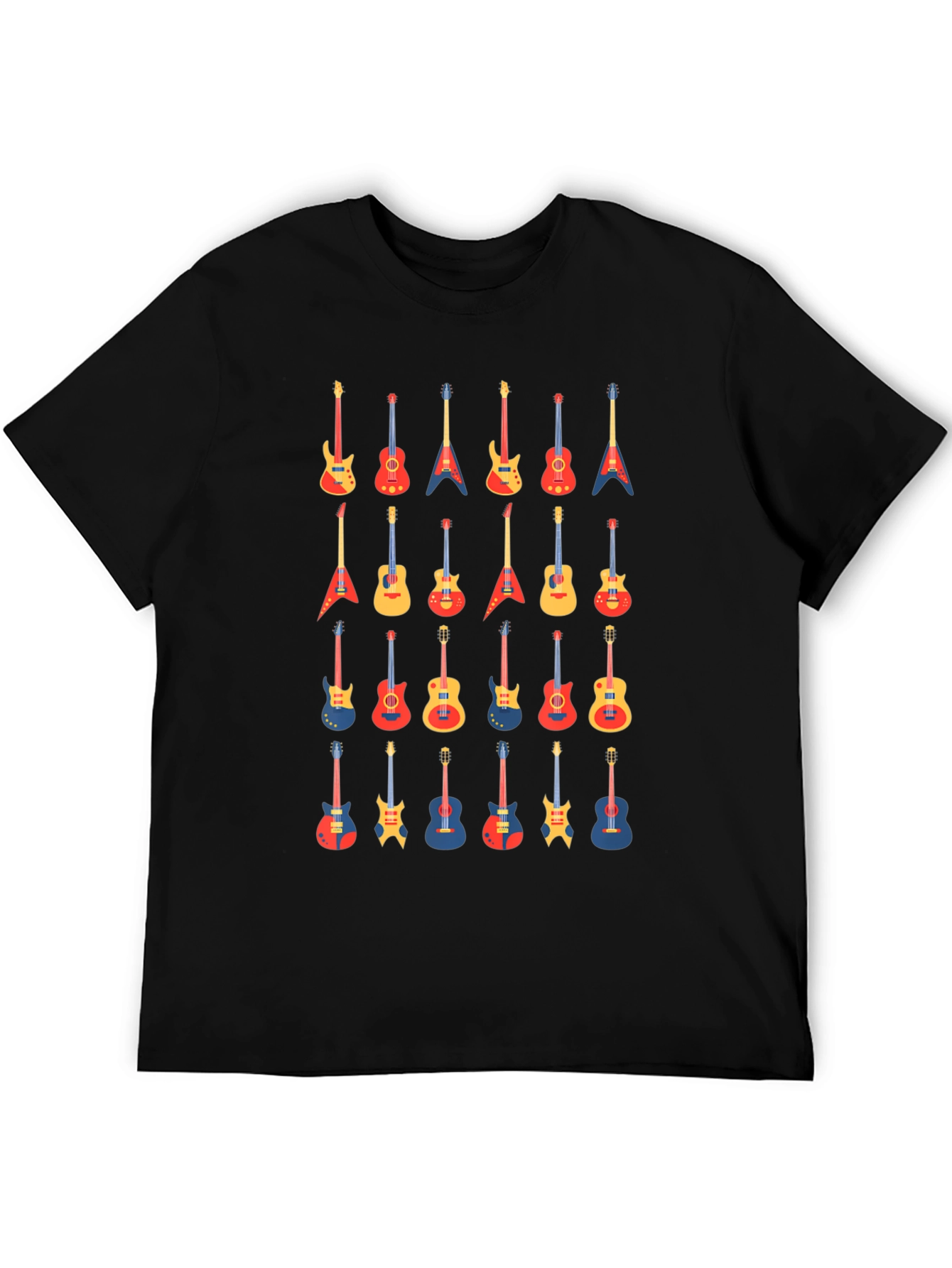 Guitar Pattern Tee - Music Lover T-Shirt