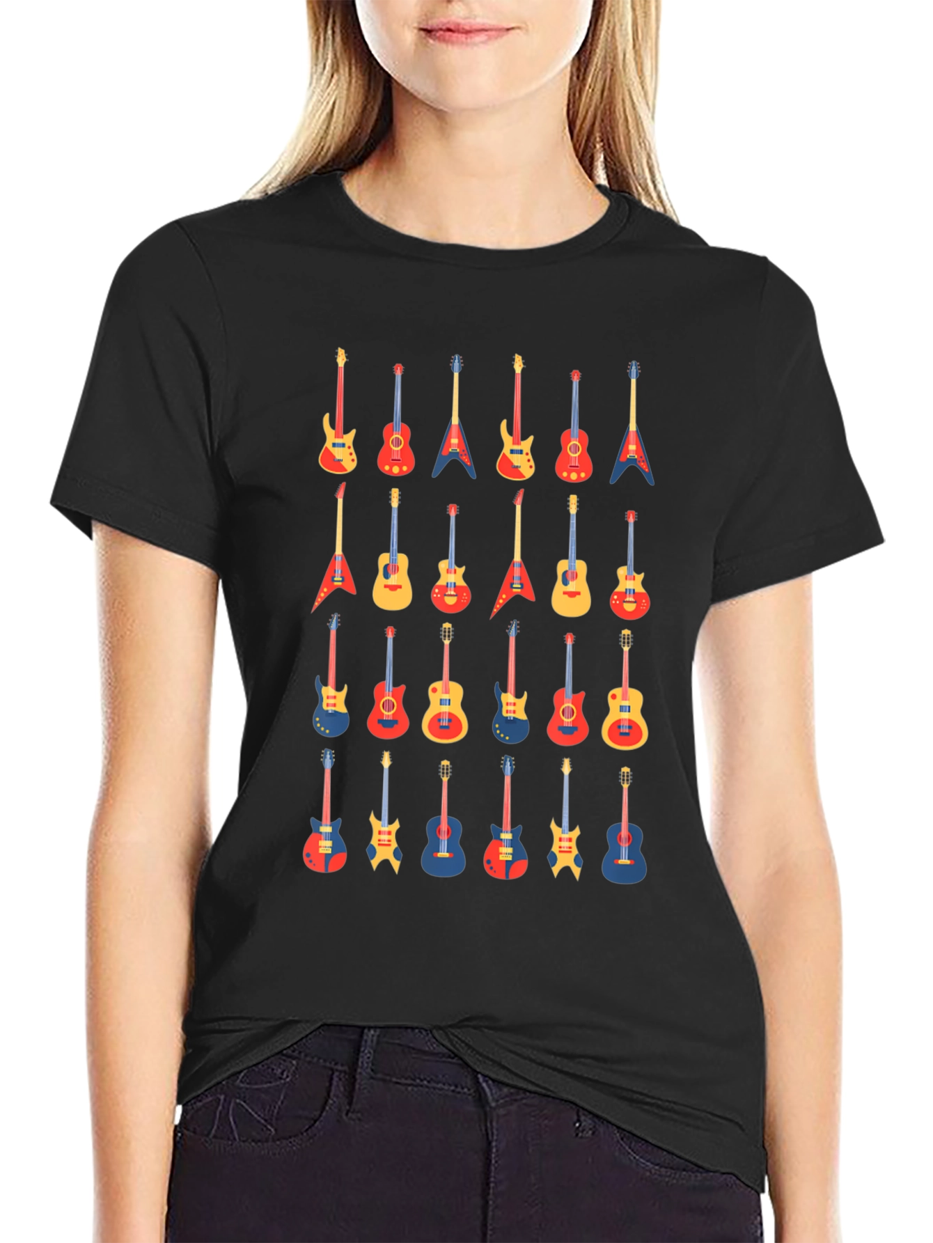 Guitar Pattern Tee - Music Lover T-Shirt