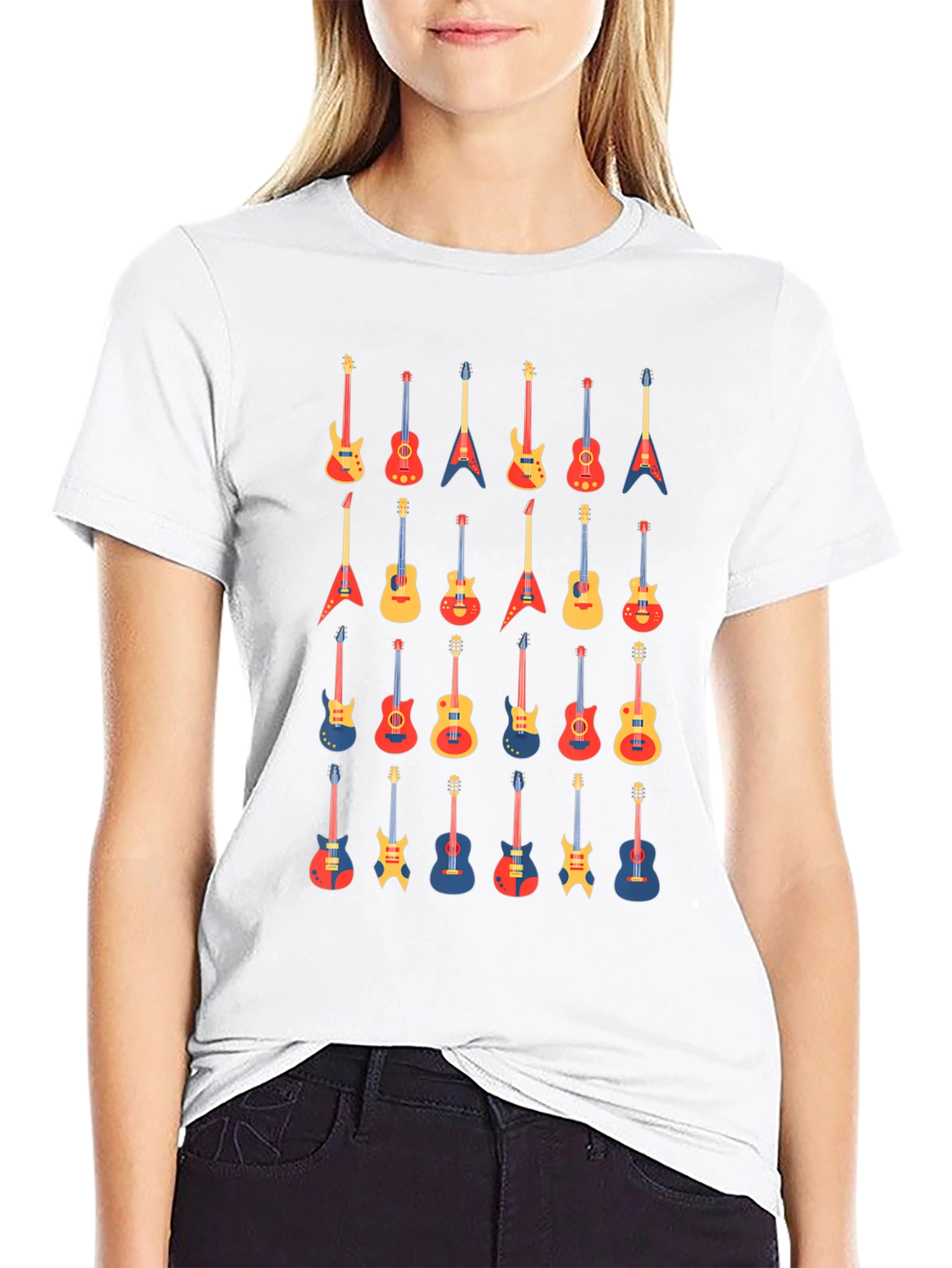 Guitar Pattern Tee - Music Lover T-Shirt