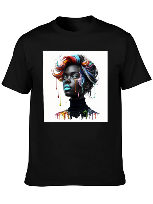 Artistic Woman Graphic Tee - Black