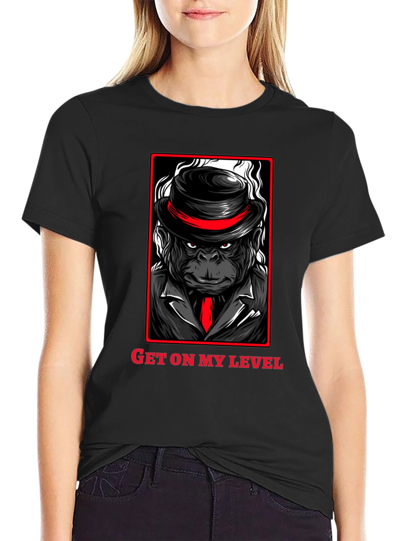 Get on my Level Gorilla T-Shirt - Black