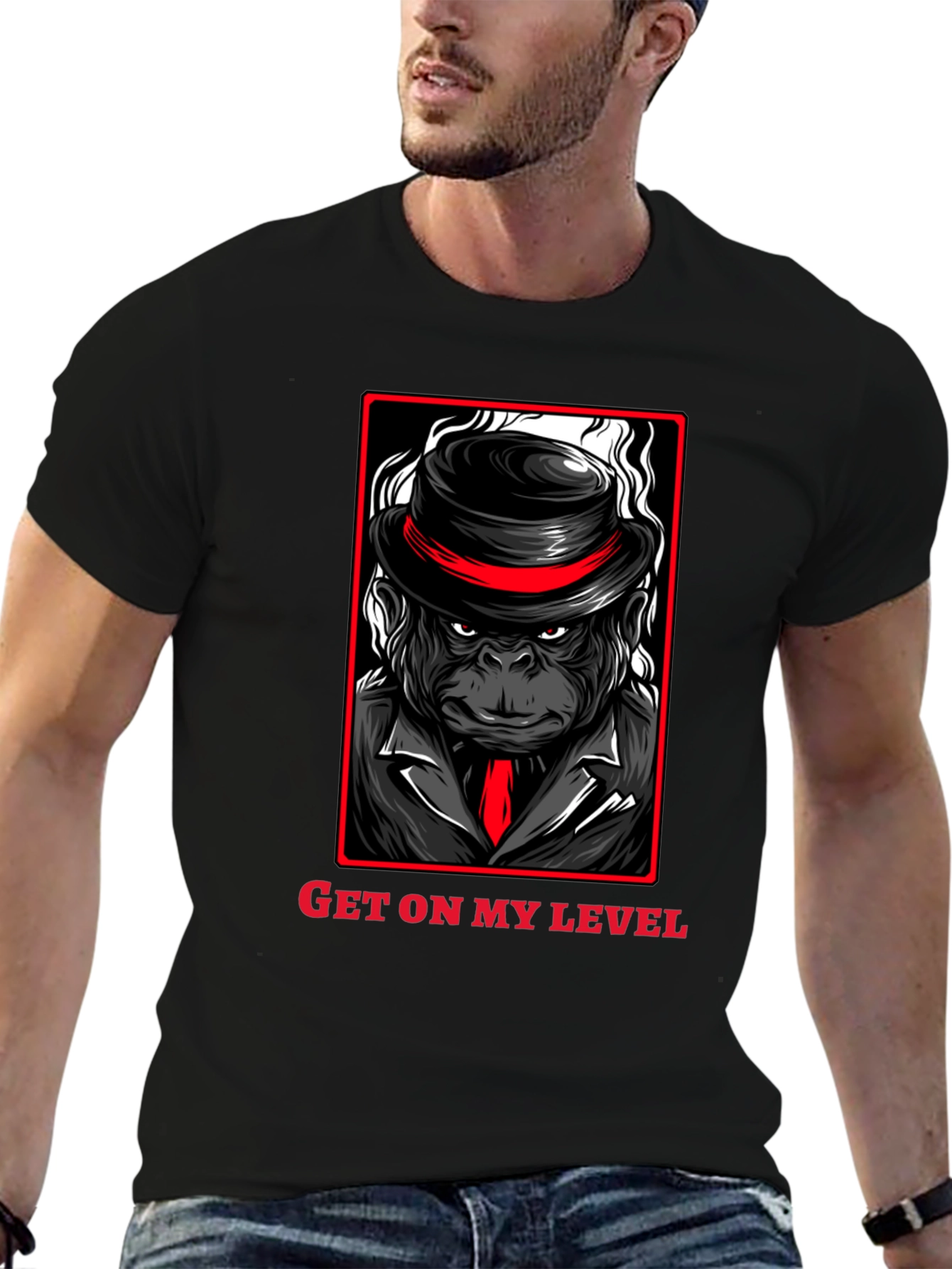 Get on my Level Gorilla T-Shirt - Black