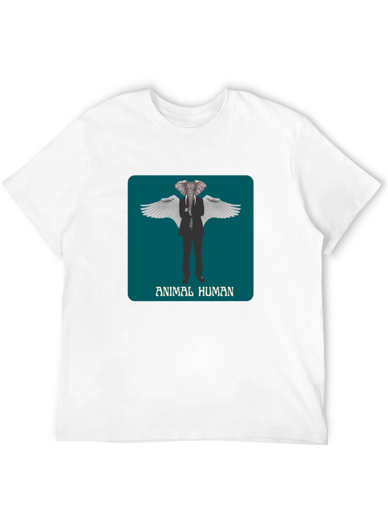 Animal Human Graphic Print Black T-Shirt
