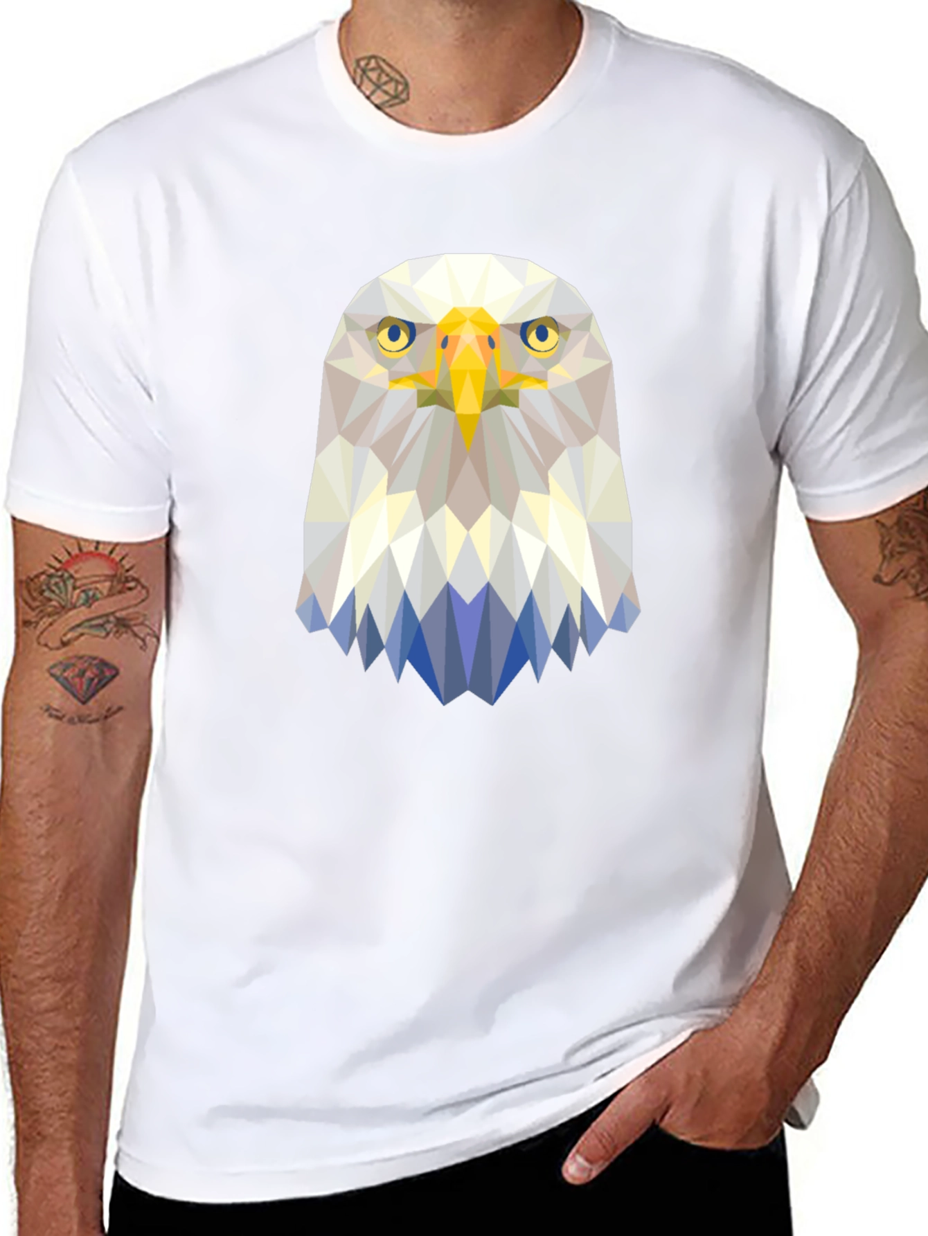 Geometric Eagle Graphic Tee - Modern Bird Design