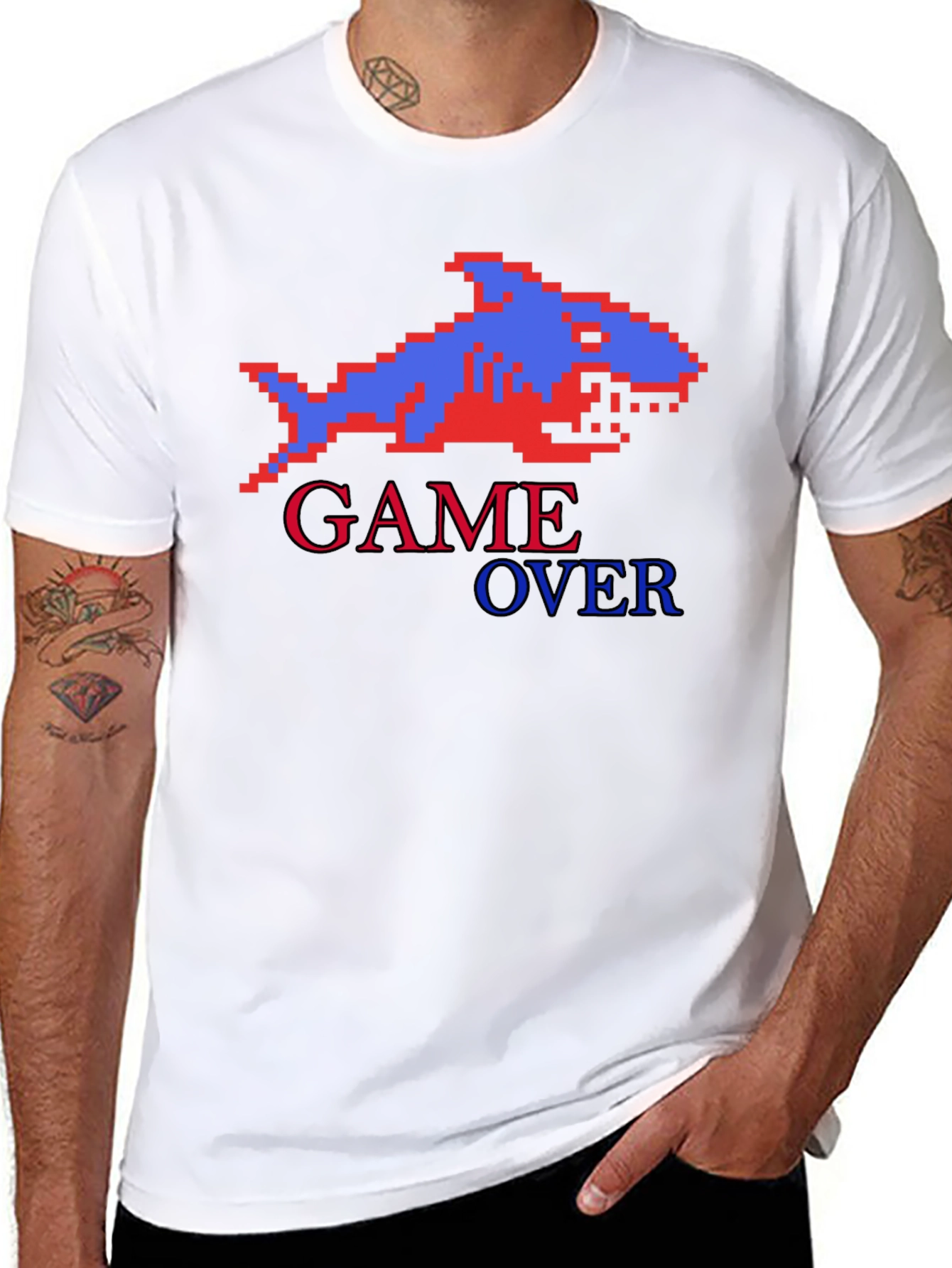 Game Over Shark Pixel Art T-Shirt