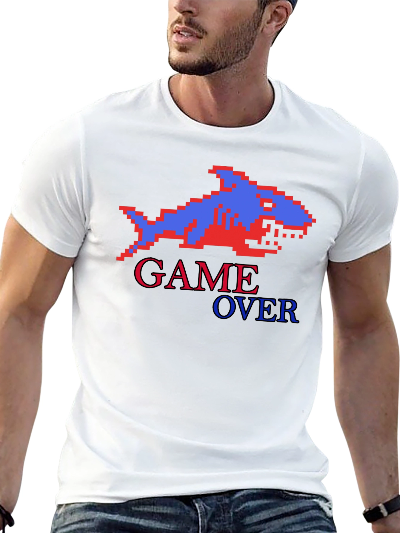 Game Over Shark Pixel Art T-Shirt