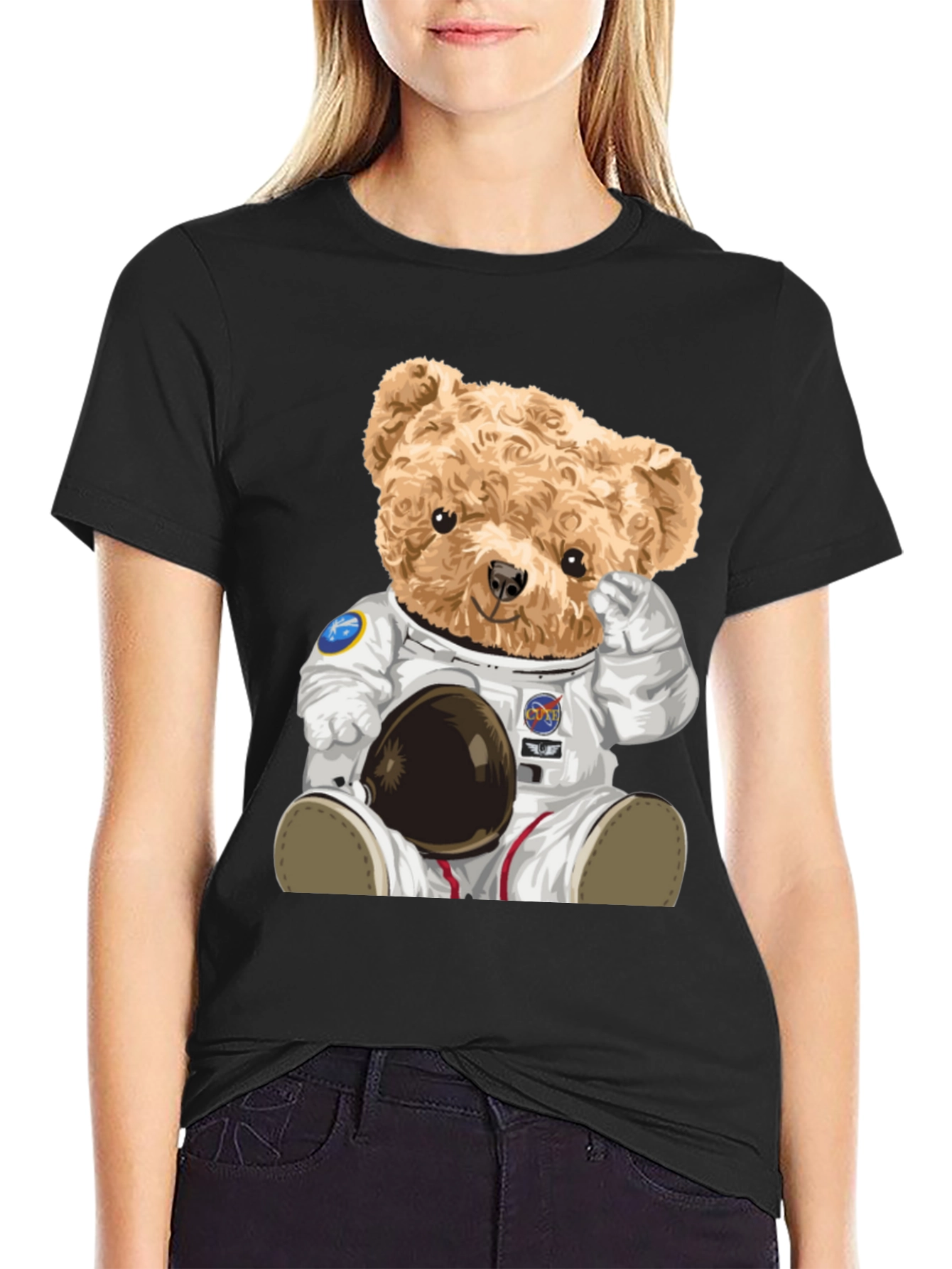 Astronaut Teddy Bear Graphic T-Shirt