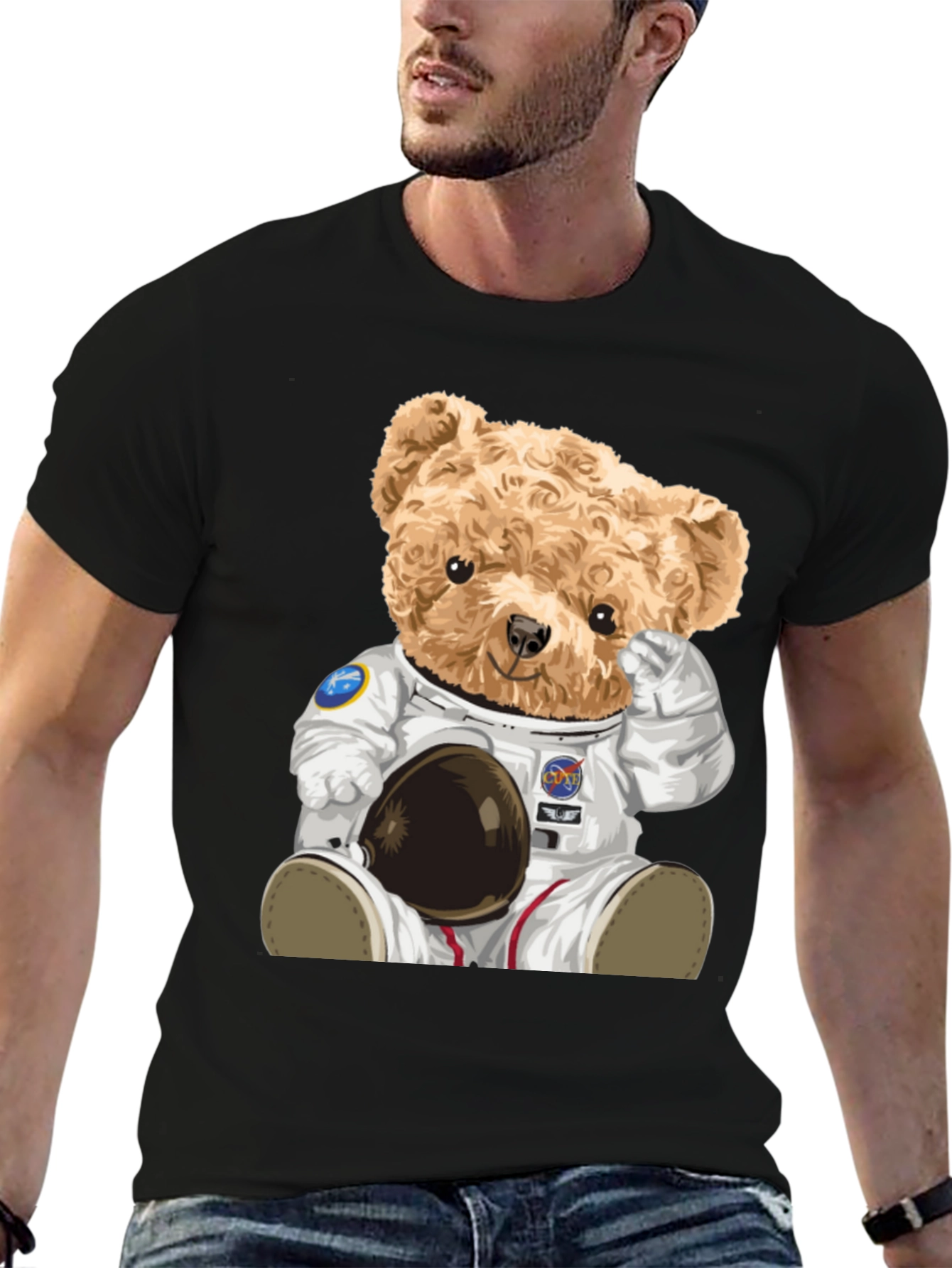 Astronaut Teddy Bear Graphic T-Shirt