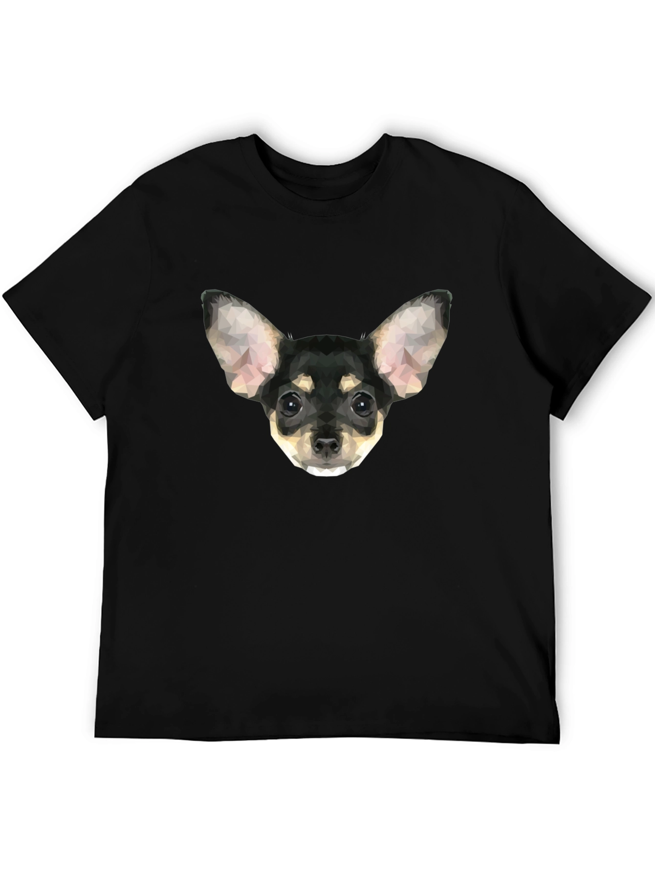 Geometric Chihuahua Graphic T-Shirt - Black