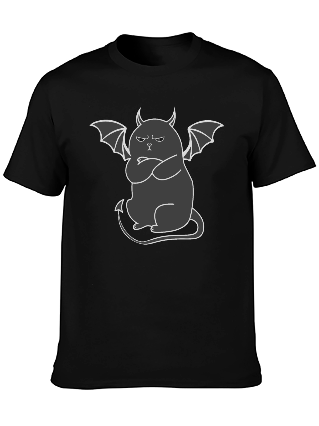 Grumpy Devil Cat T-Shirt - Mens Black Tee