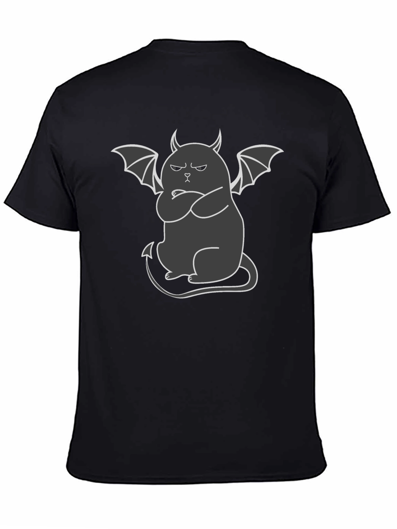 Grumpy Devil Cat T-Shirt - Mens Black Tee