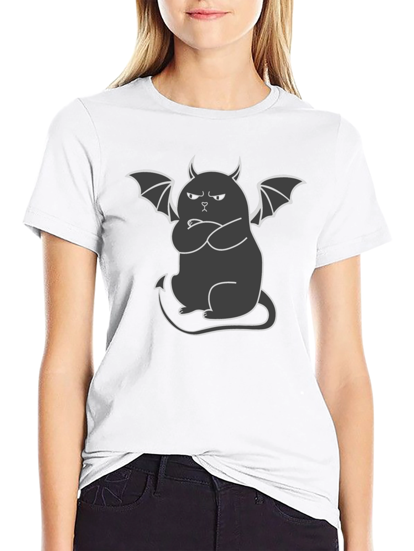 Grumpy Devil Cat T-Shirt - Mens Black Tee