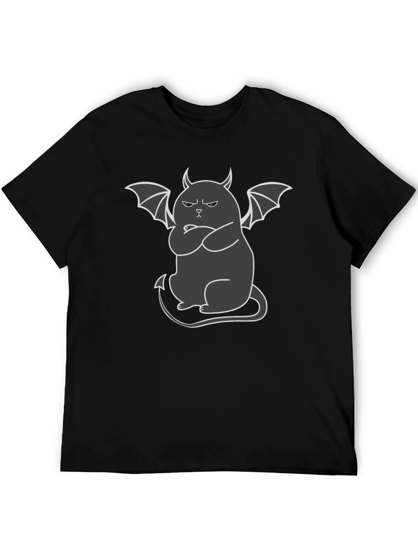 Grumpy Devil Cat T-Shirt - Mens Black Tee