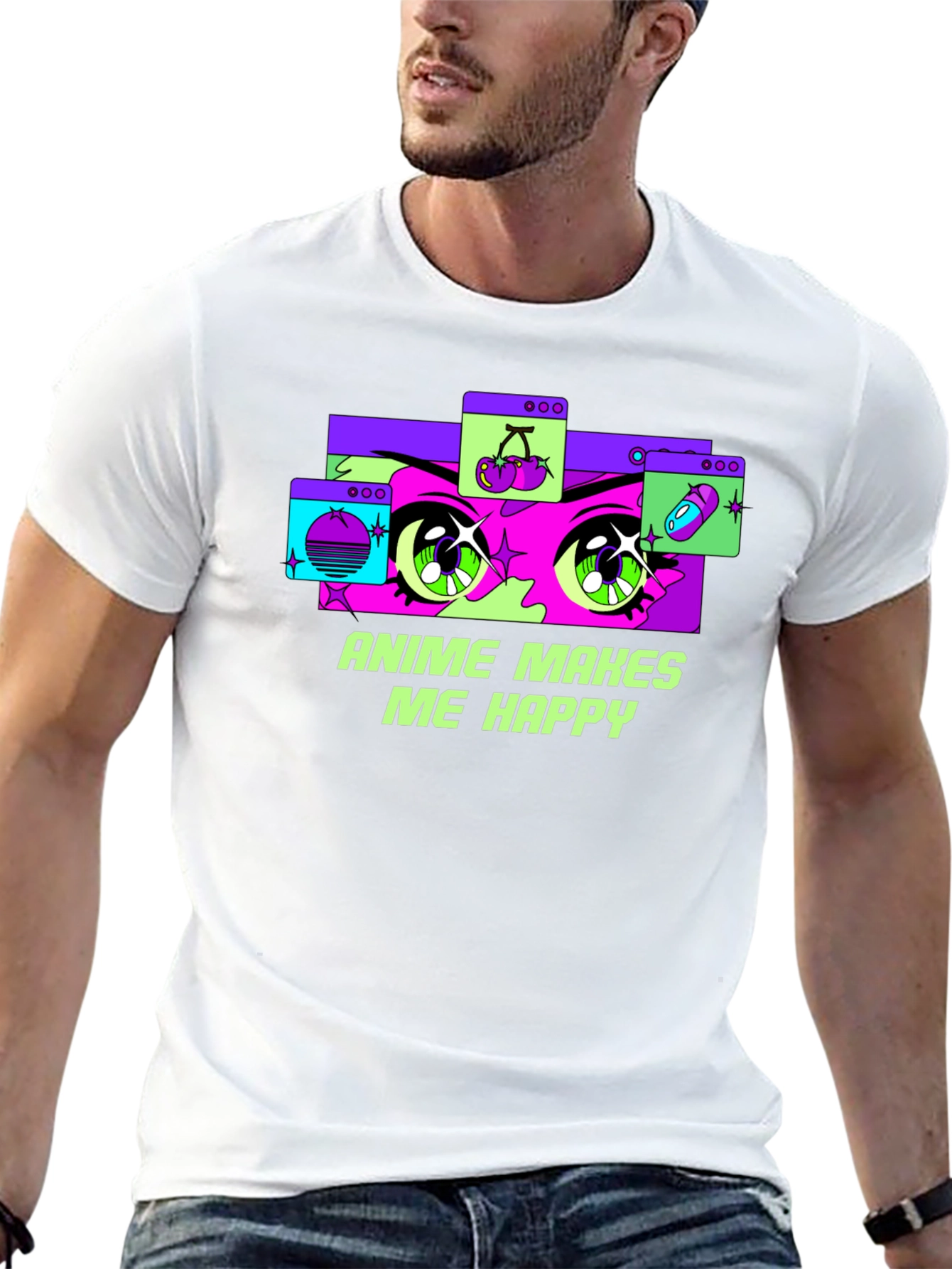 Anime Makes Me Happy Graphic Tee