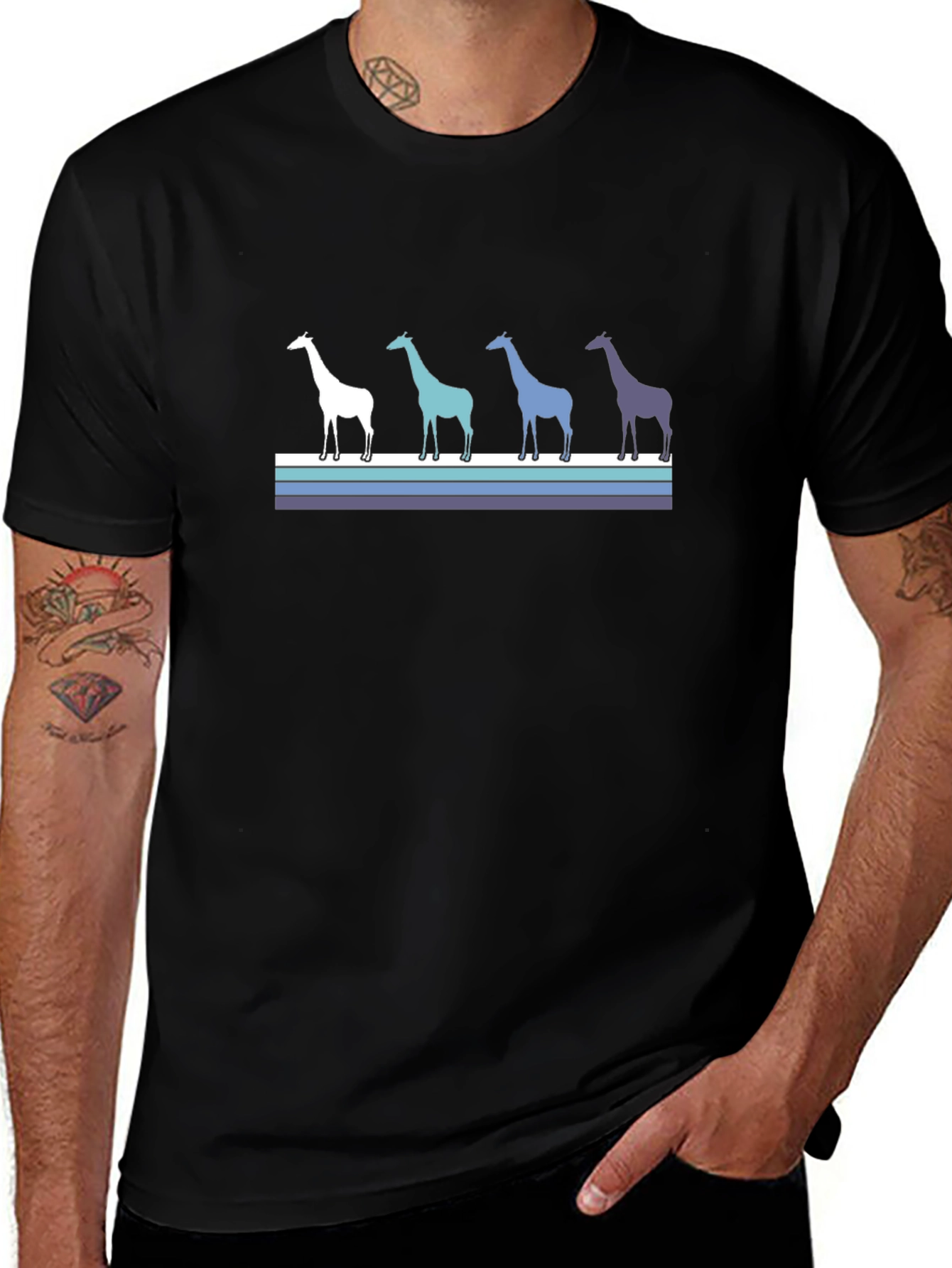 Giraffe Silhouette Striped Tee