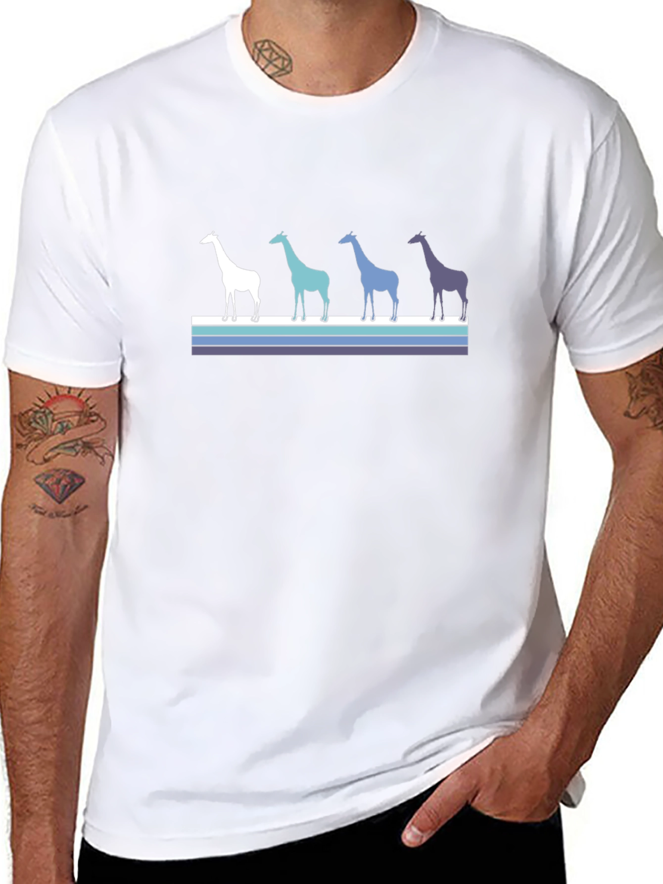 Giraffe Silhouette Striped Tee