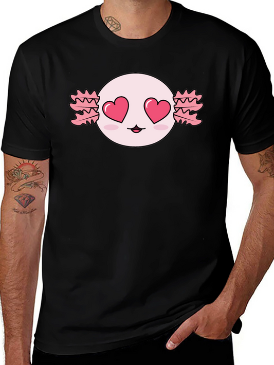 Axolotl Heart Eyes T-Shirt - Kawaii Black Tee