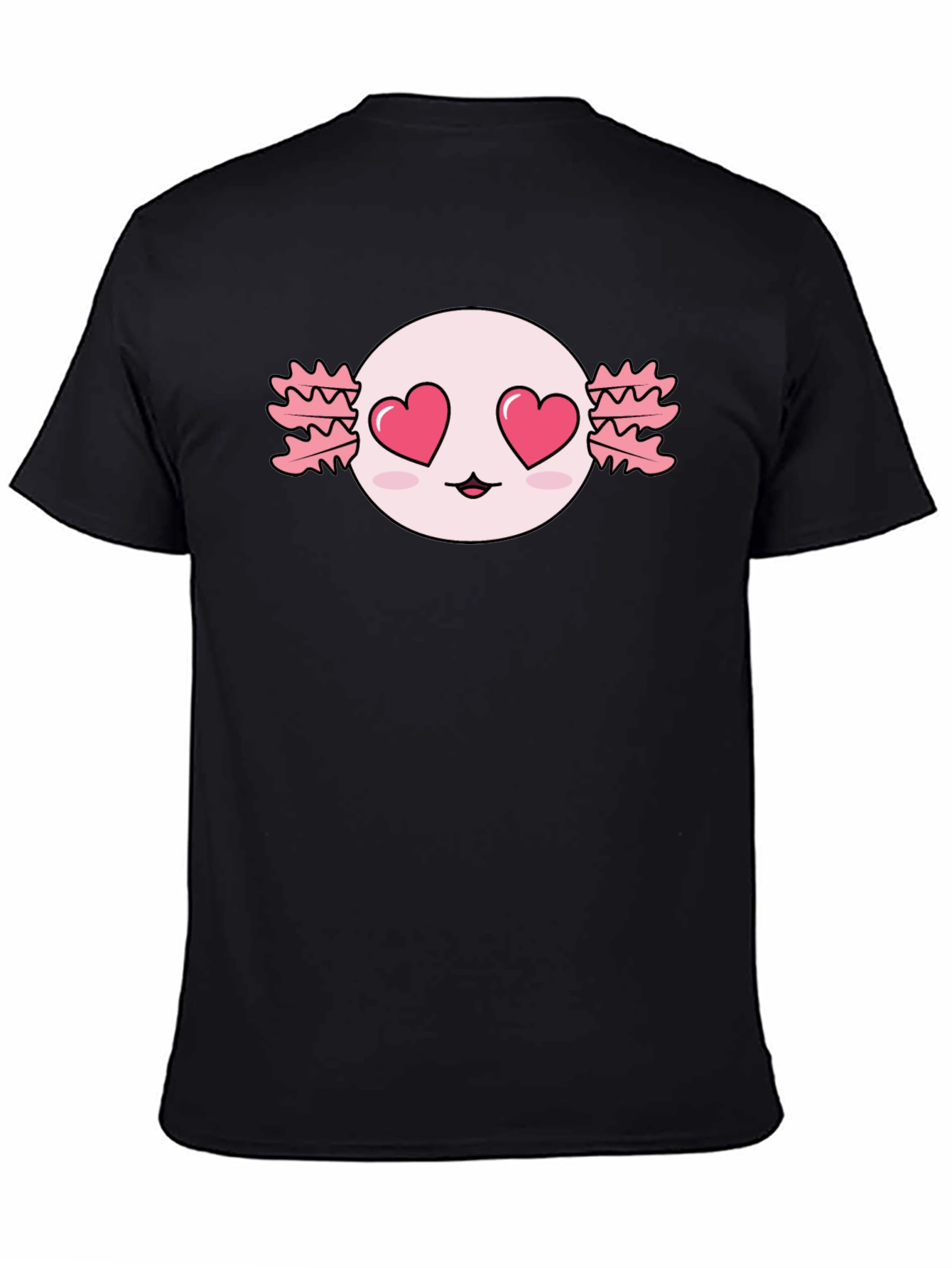 Axolotl Heart Eyes T-Shirt - Kawaii Black Tee