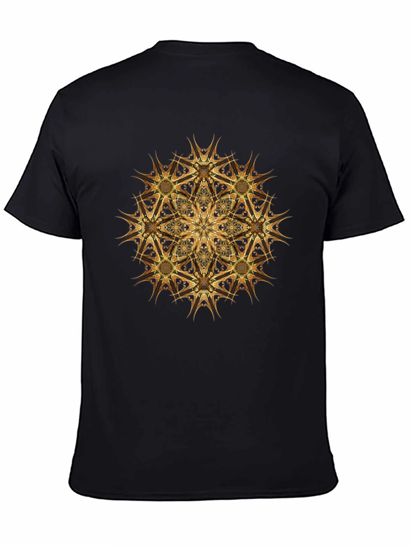 Golden Mandala Graphic Black T-Shirt