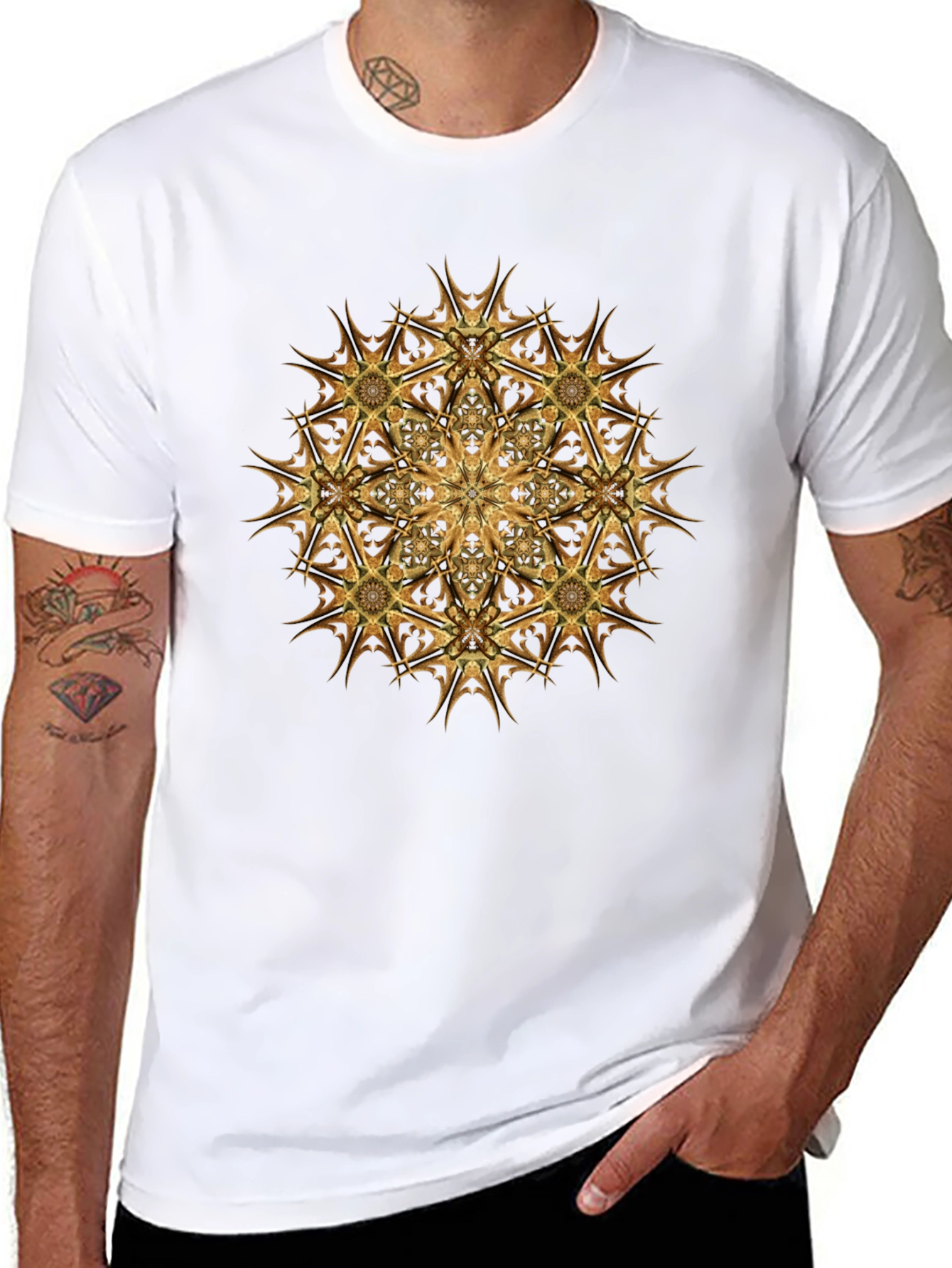 Golden Mandala Graphic Black T-Shirt