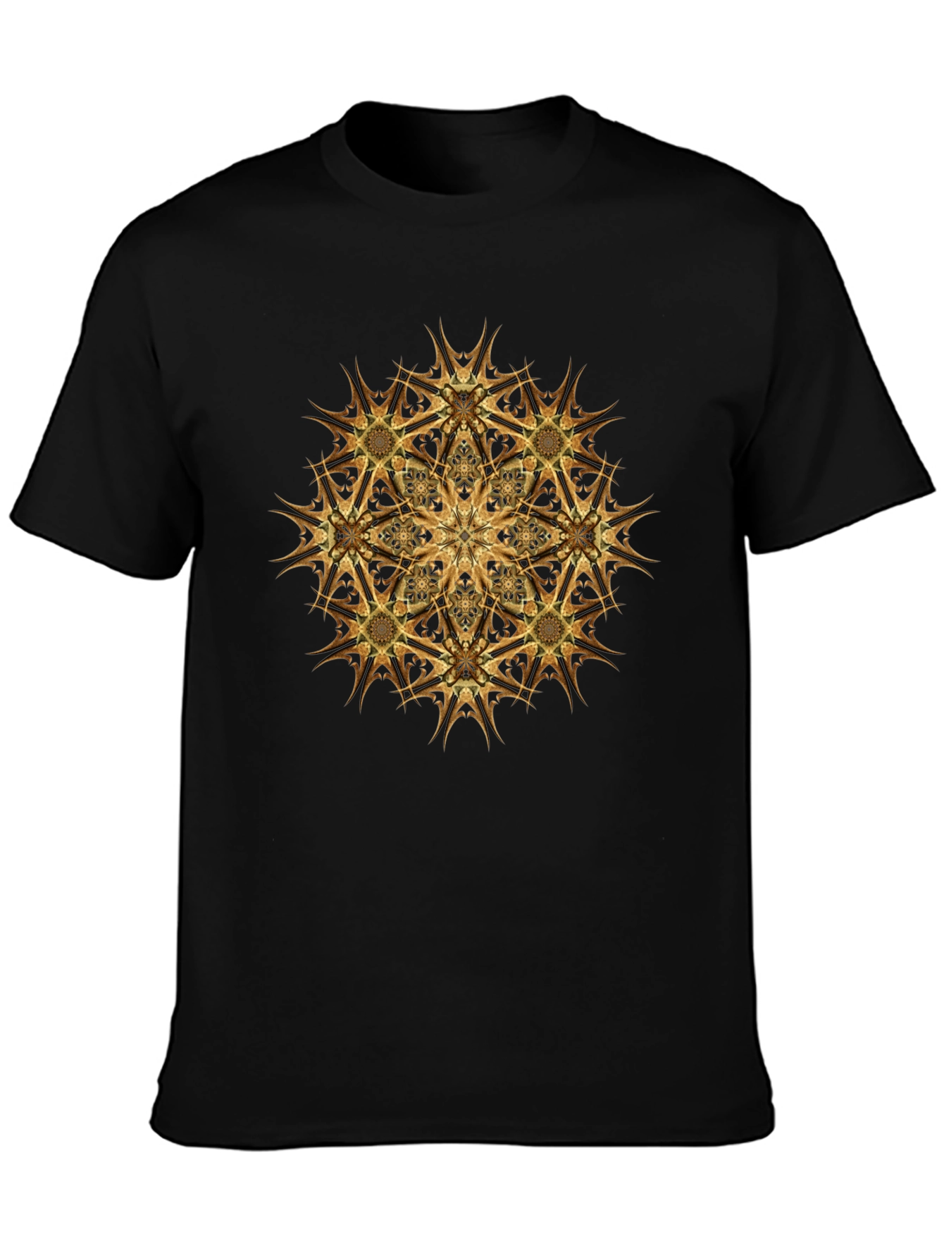 Golden Mandala Graphic Black T-Shirt