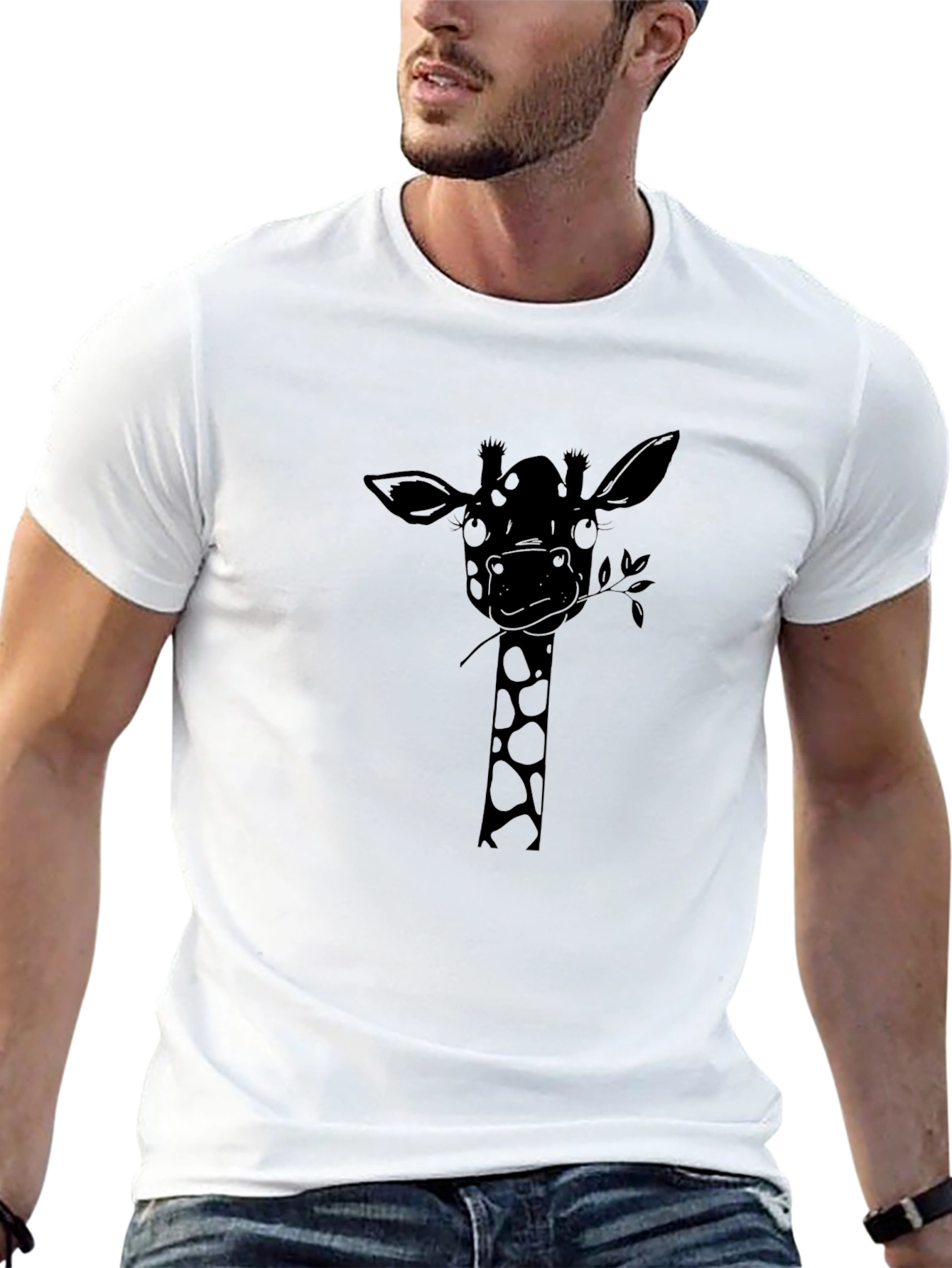 Giraffe Graphic Tee - Stylish Mens Black T-Shirt