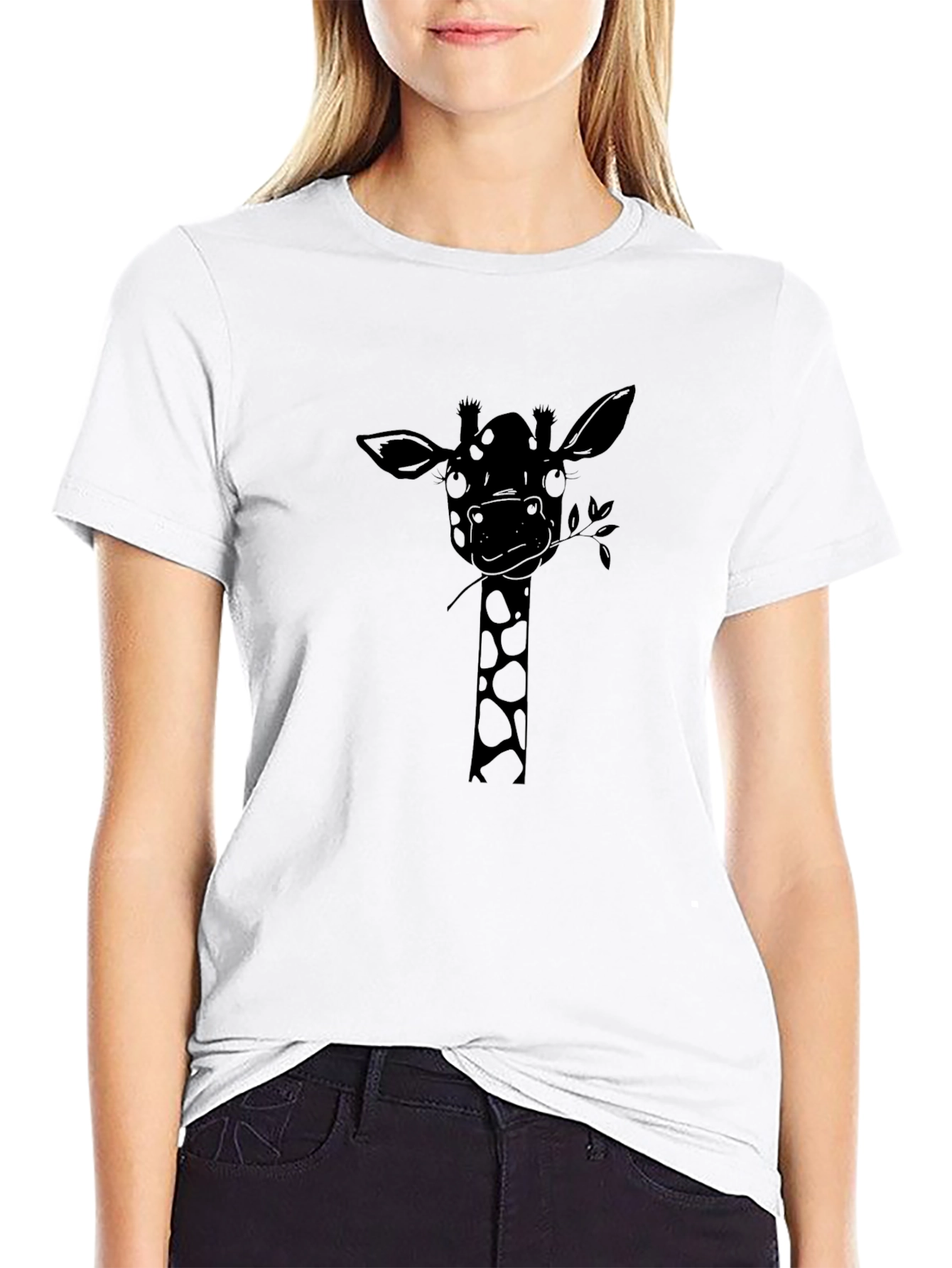 Giraffe Graphic Tee - Stylish Mens Black T-Shirt