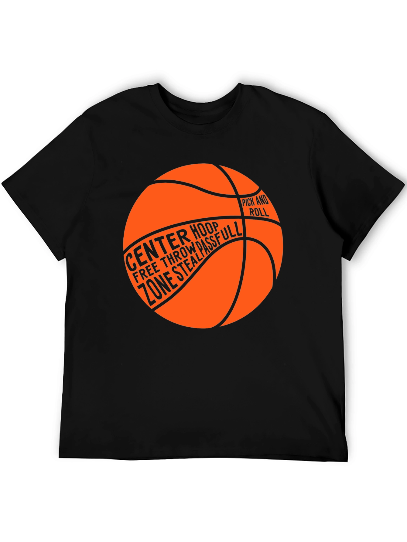 Basketball Graphic T-Shirt - Center Hoop Zone Steal Pass