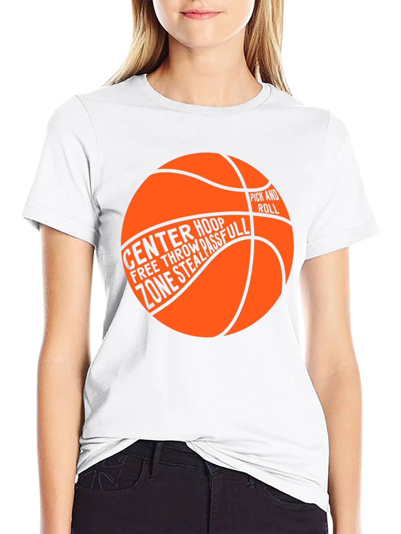 Basketball Graphic T-Shirt - Center Hoop Zone Steal Pass