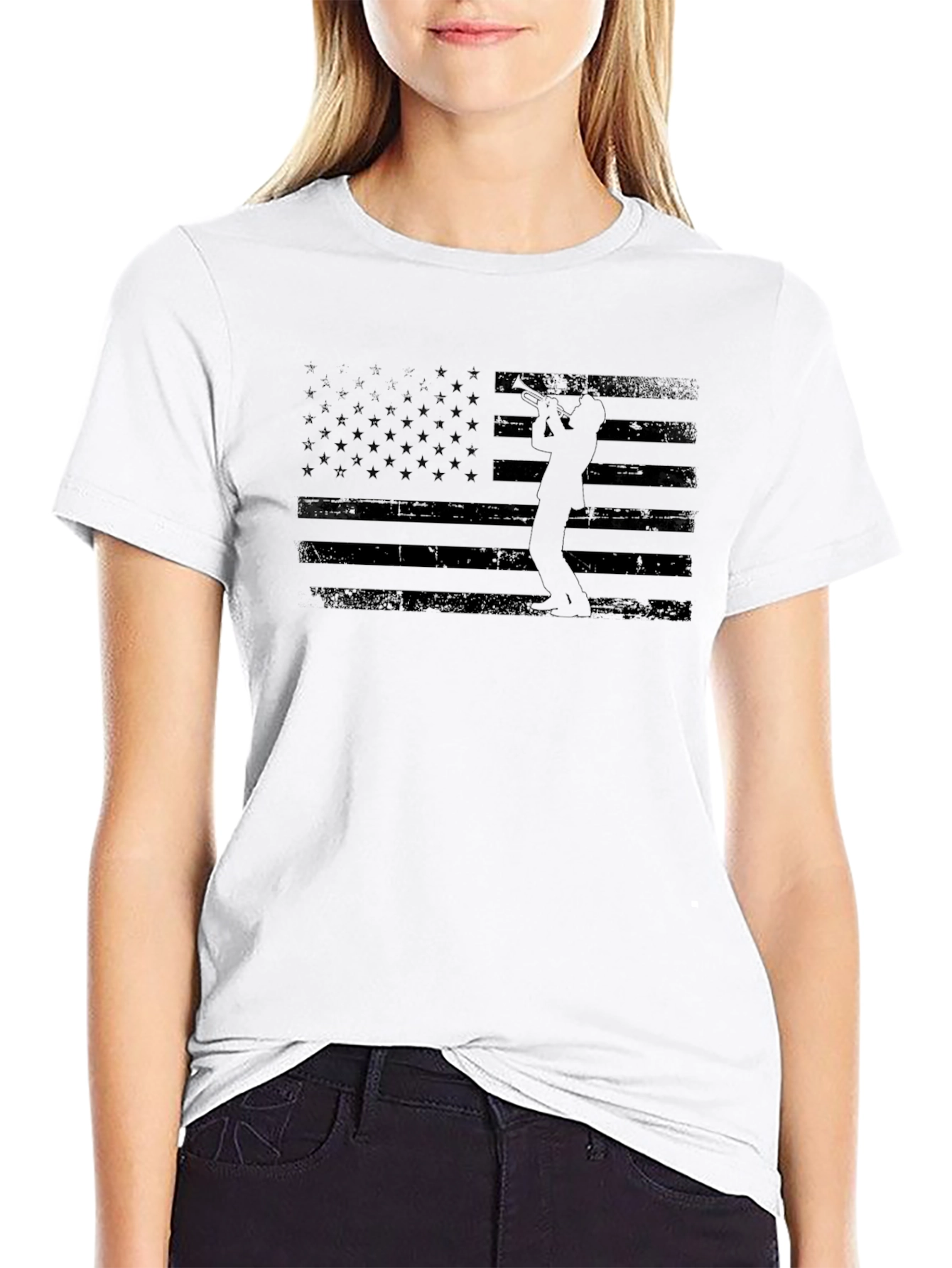 American Flag Golfer Graphic Tee - Black