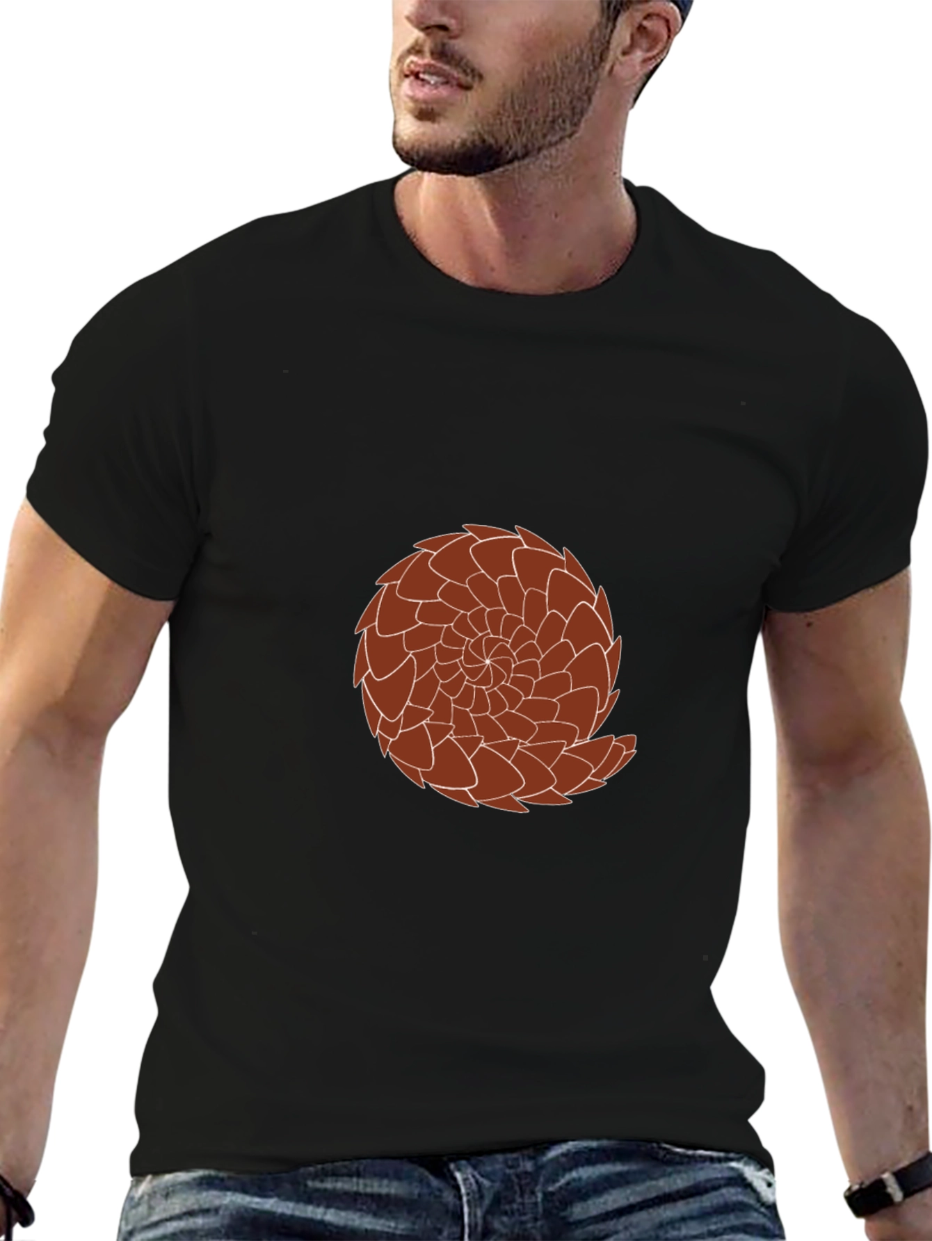 Graphic Tee: Brown Pangolin Design on Black Shirt