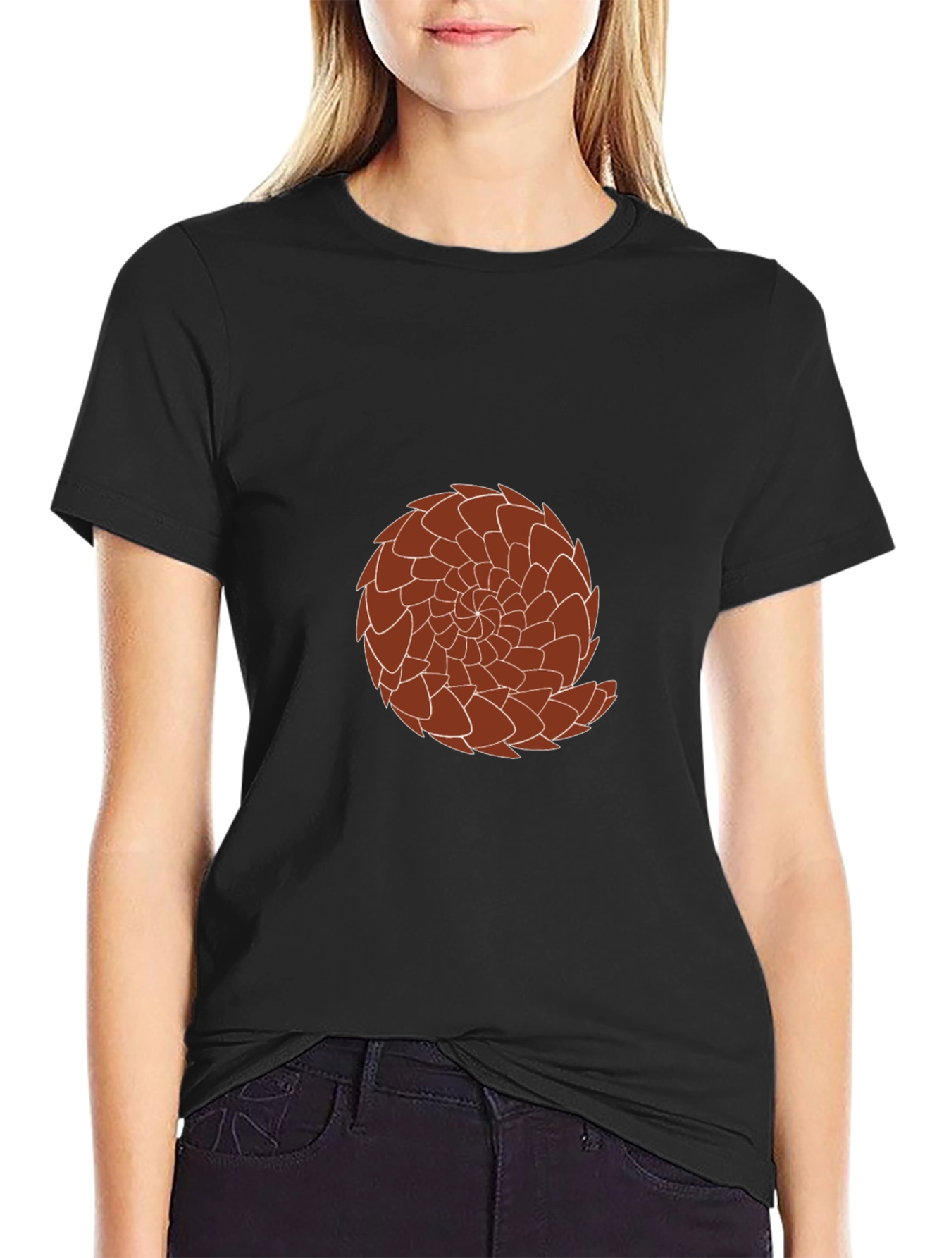 Graphic Tee: Brown Pangolin Design on Black Shirt