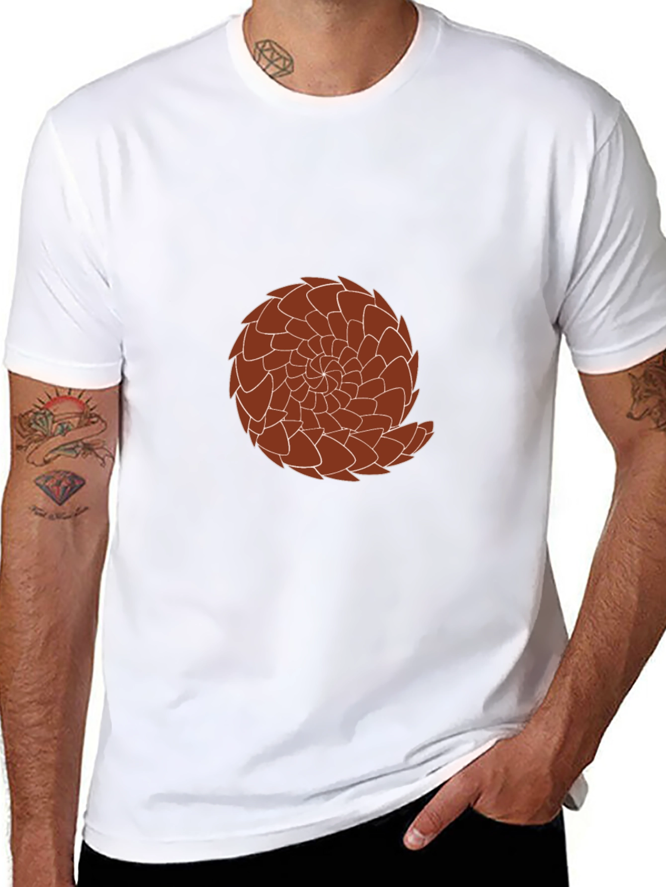Graphic Tee: Brown Pangolin Design on Black Shirt