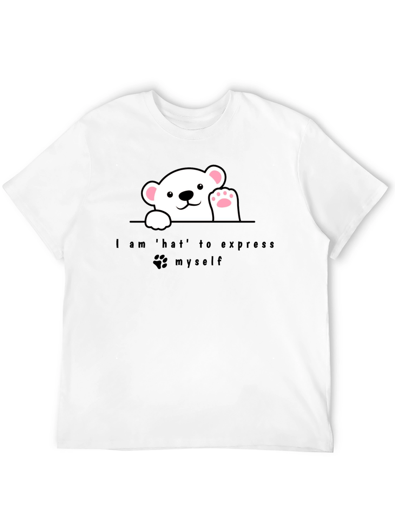 Expressive Bear Graphic Tee - Black