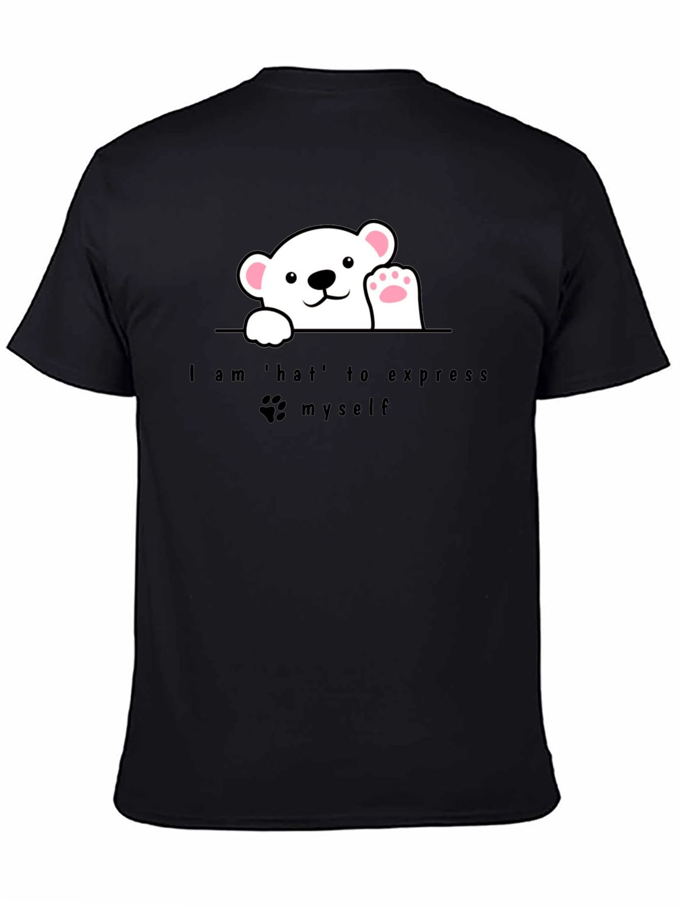 Expressive Bear Graphic Tee - Black