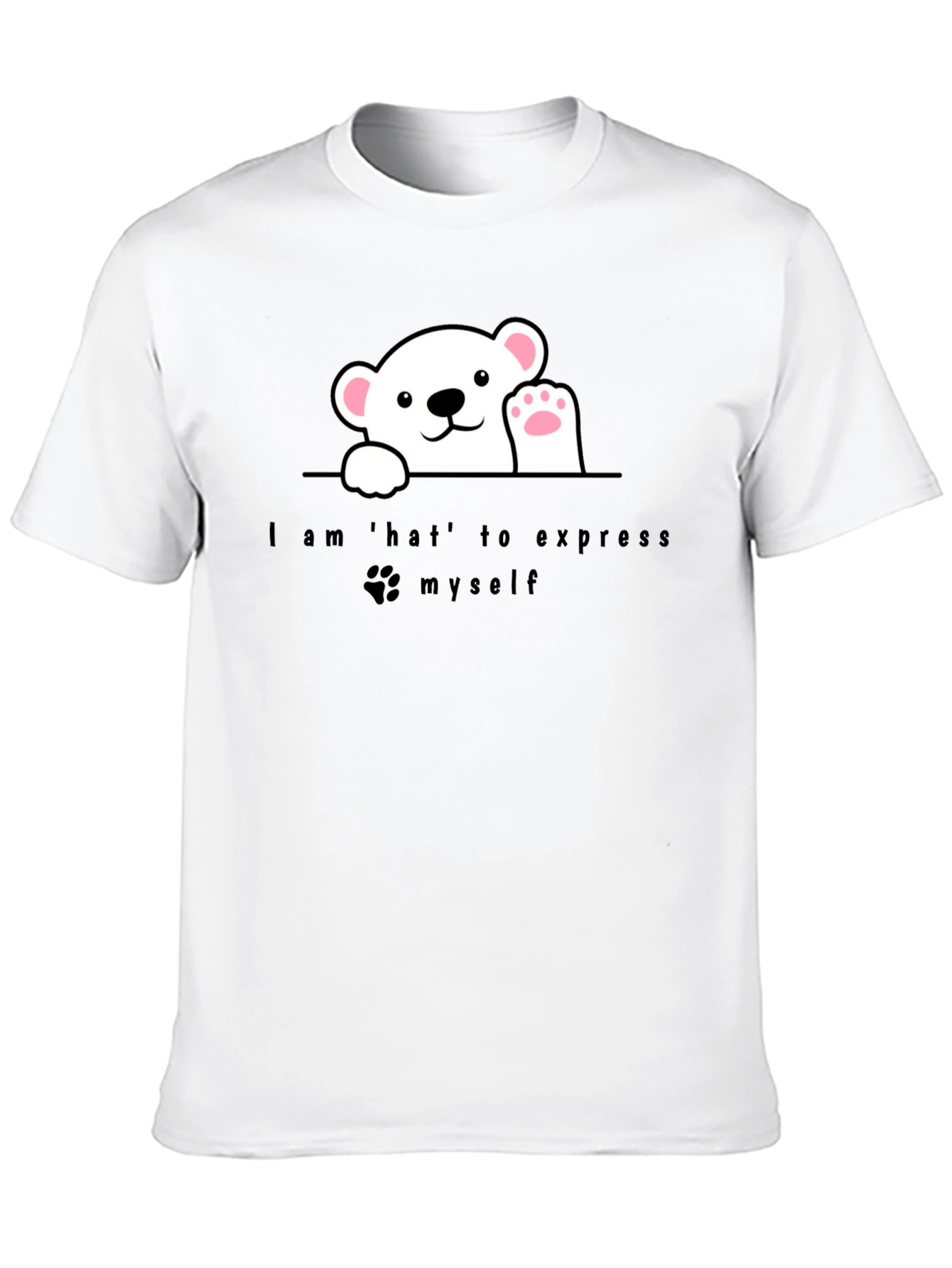 Expressive Bear Graphic Tee - Black