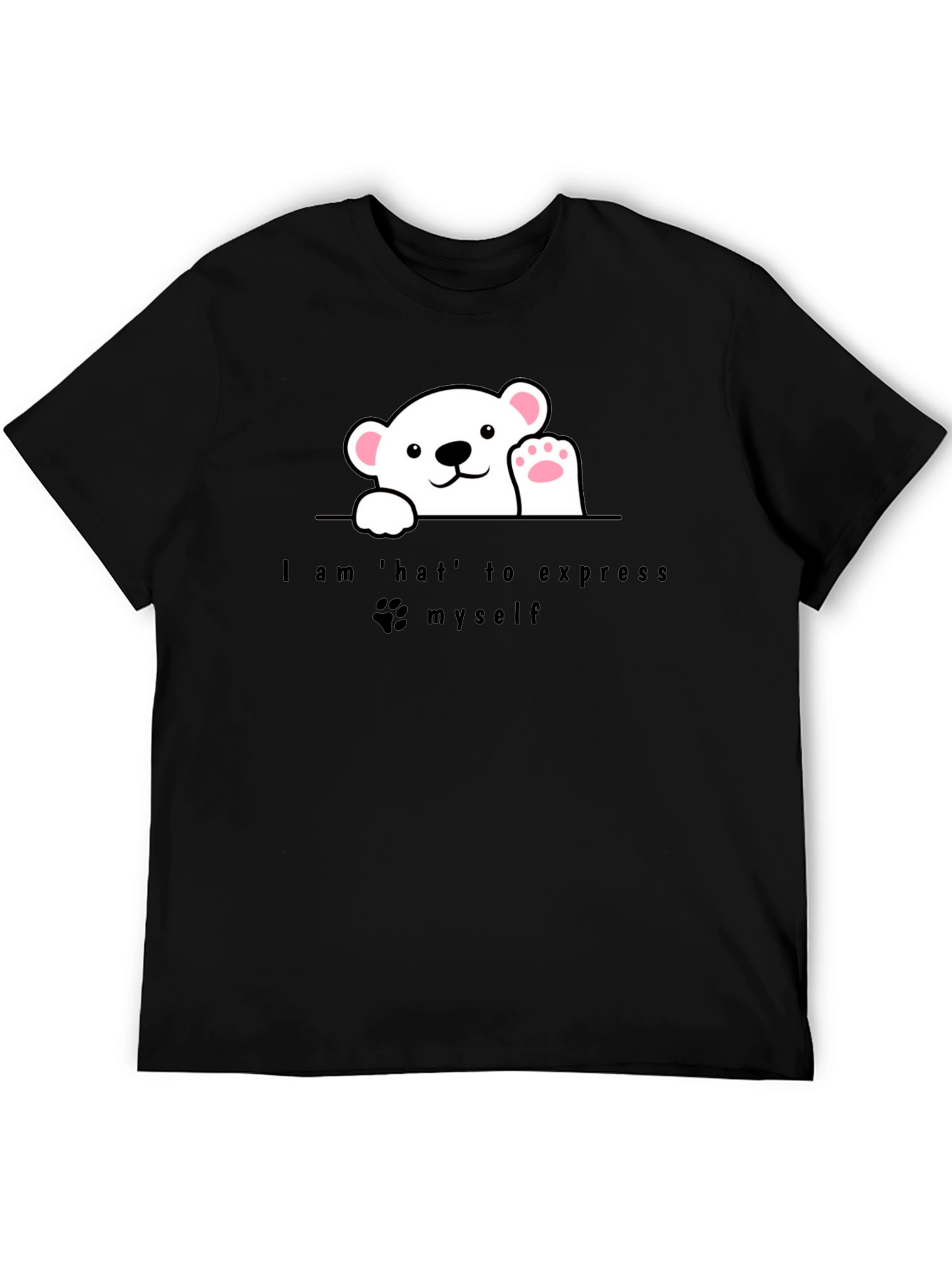 Expressive Bear Graphic Tee - Black