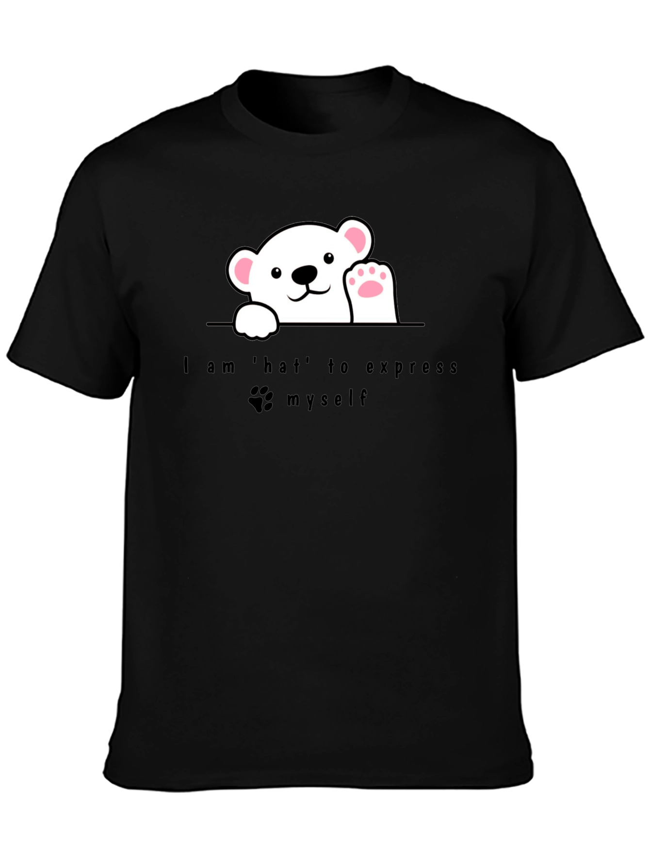 Expressive Bear Graphic Tee - Black