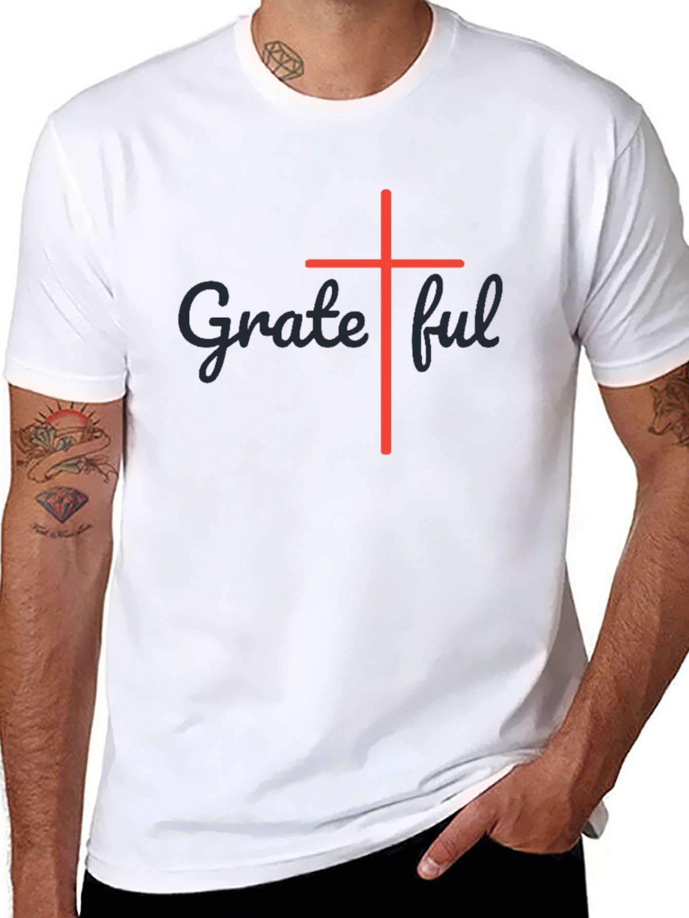 Grateful Cross Graphic Black T-Shirt