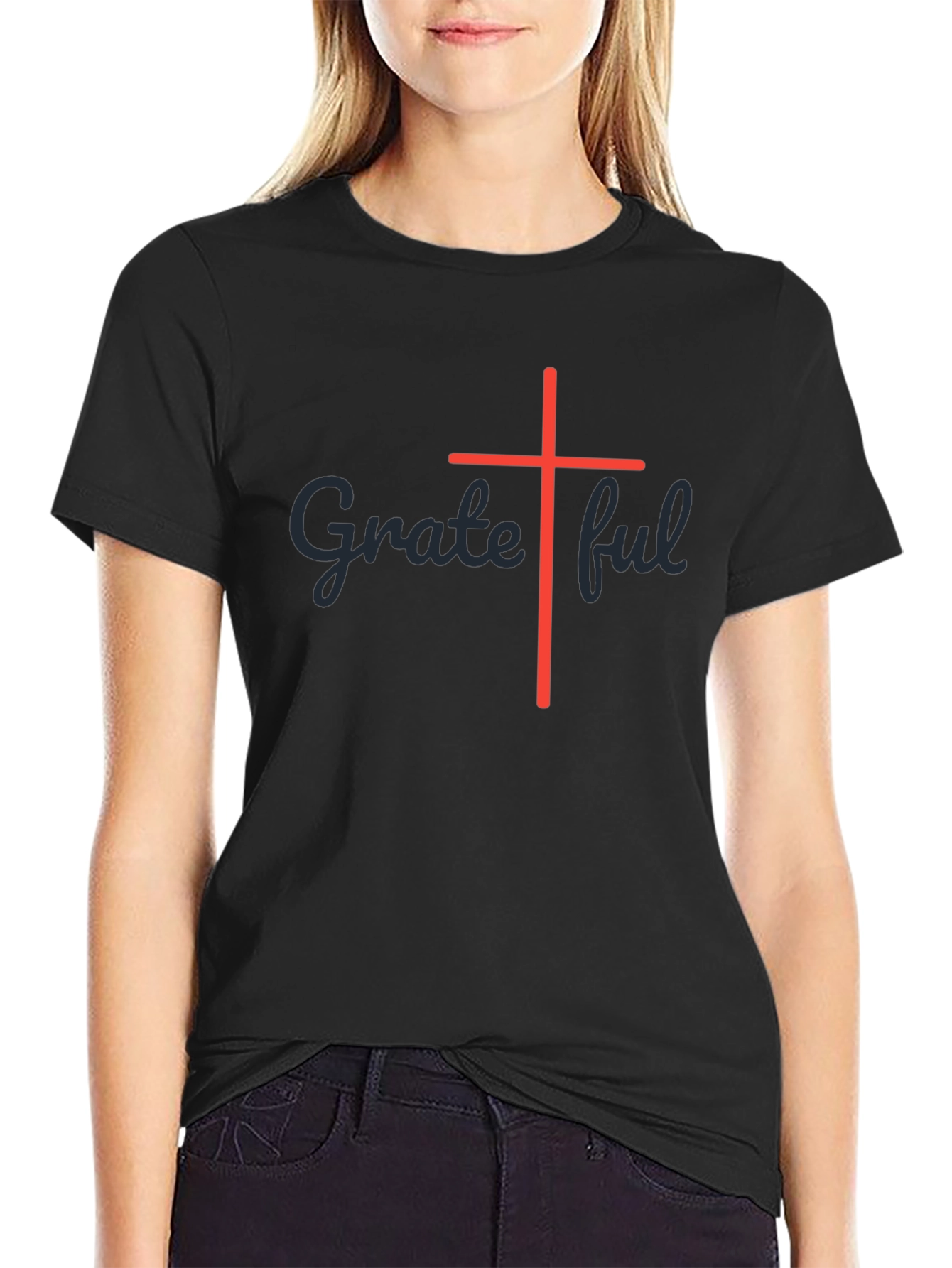 Grateful Cross Graphic Black T-Shirt