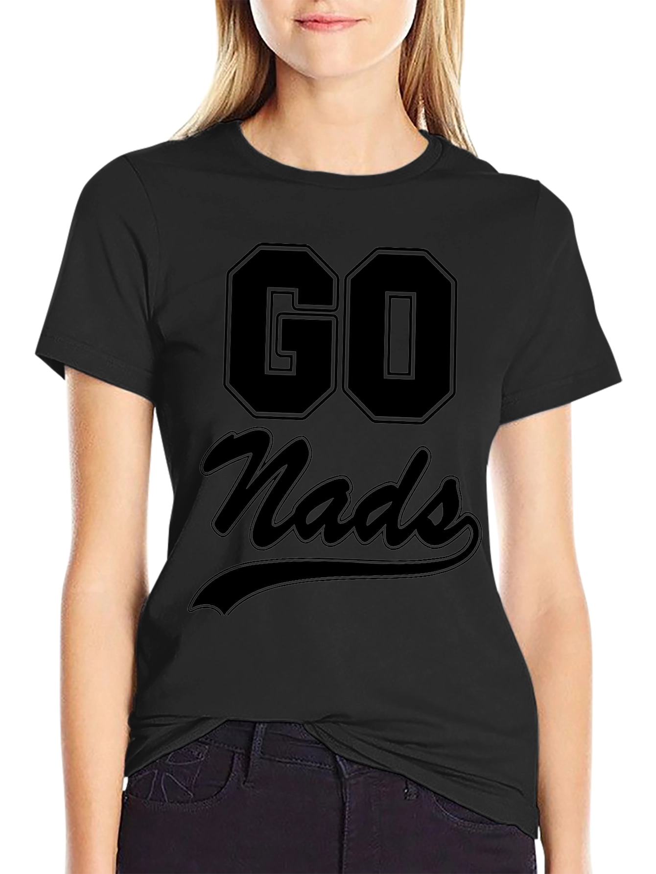 Go Nads Black Graphic Tee - Casual Style