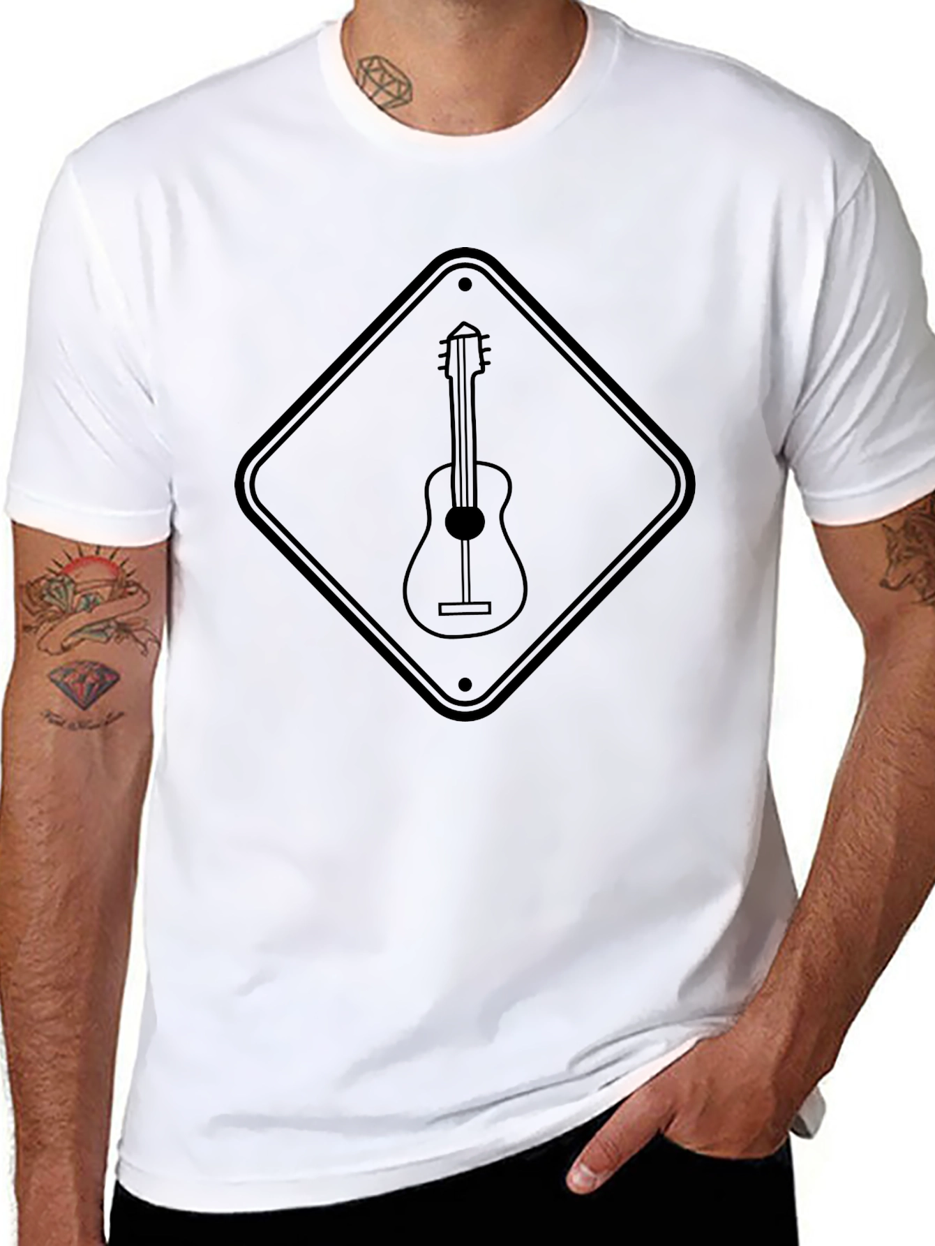 Guitar Crossing Black T-Shirt - Musician Tee