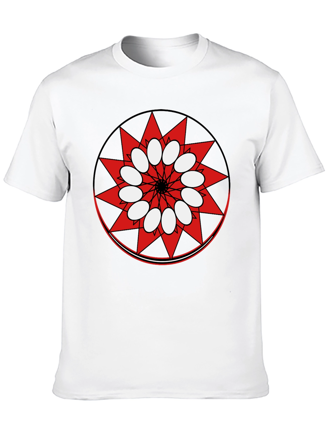 Geometric Starburst Graphic Print Black T-Shirt