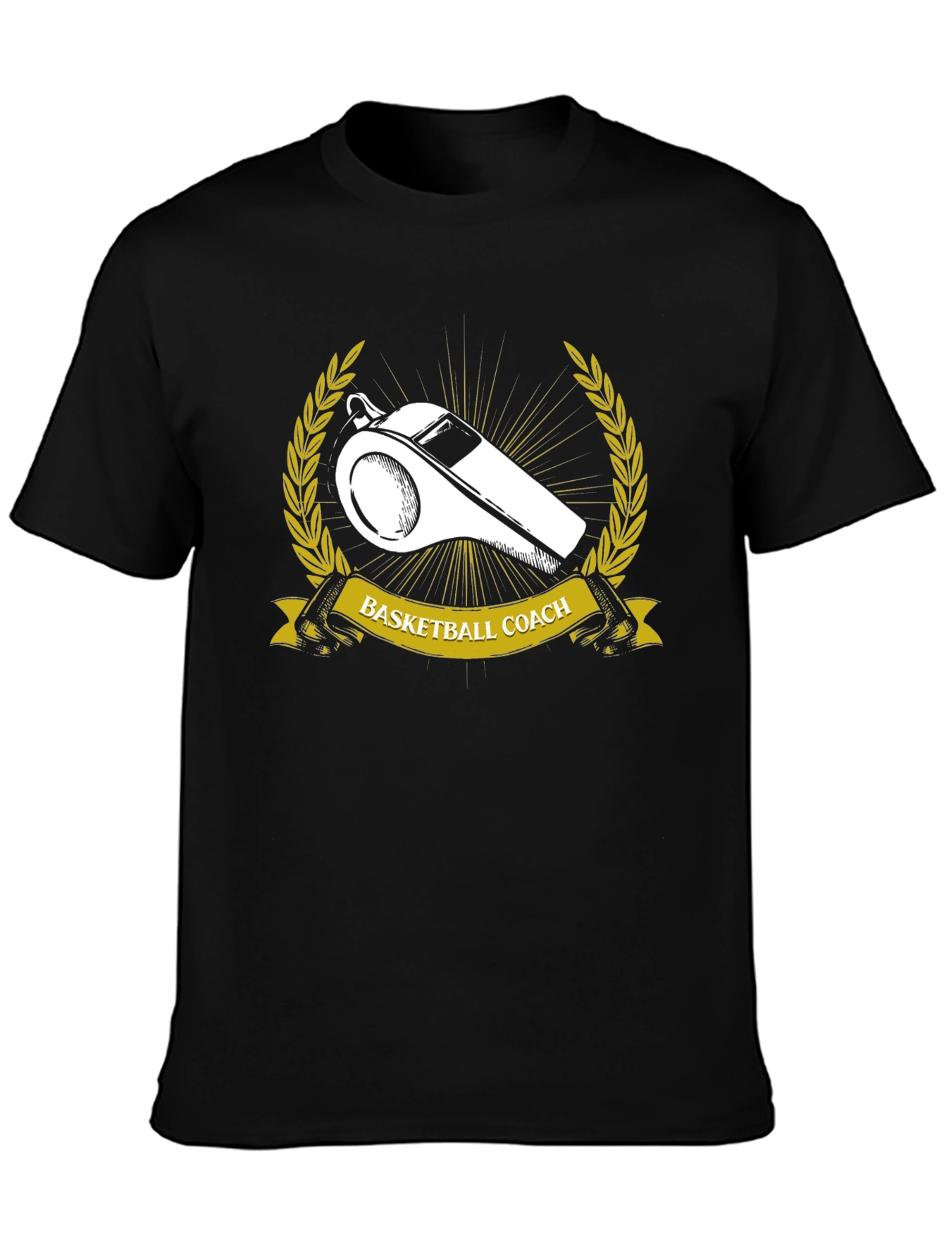 Basketball Coach T-Shirt Whistle Gold Wreath