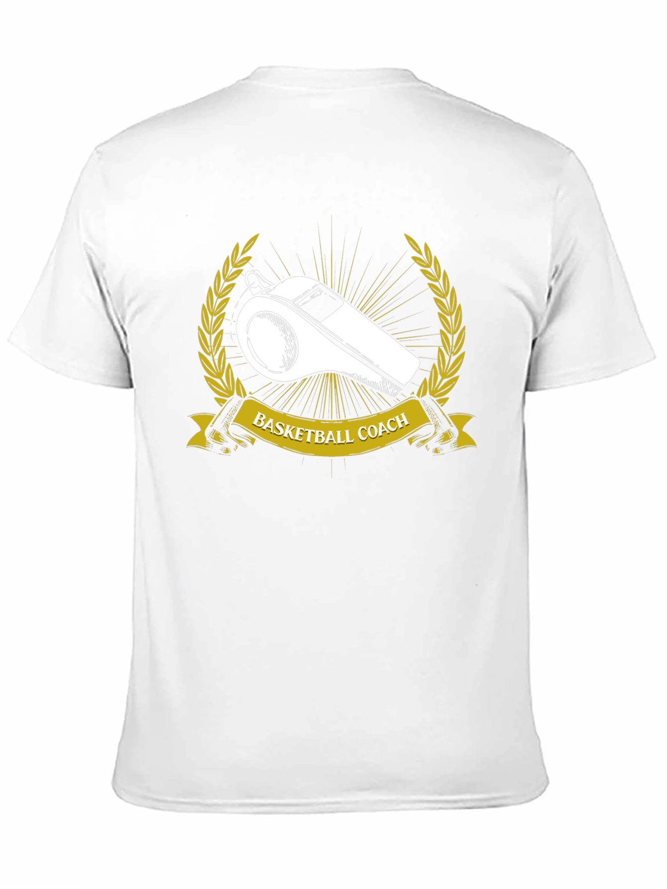 Basketball Coach T-Shirt Whistle Gold Wreath