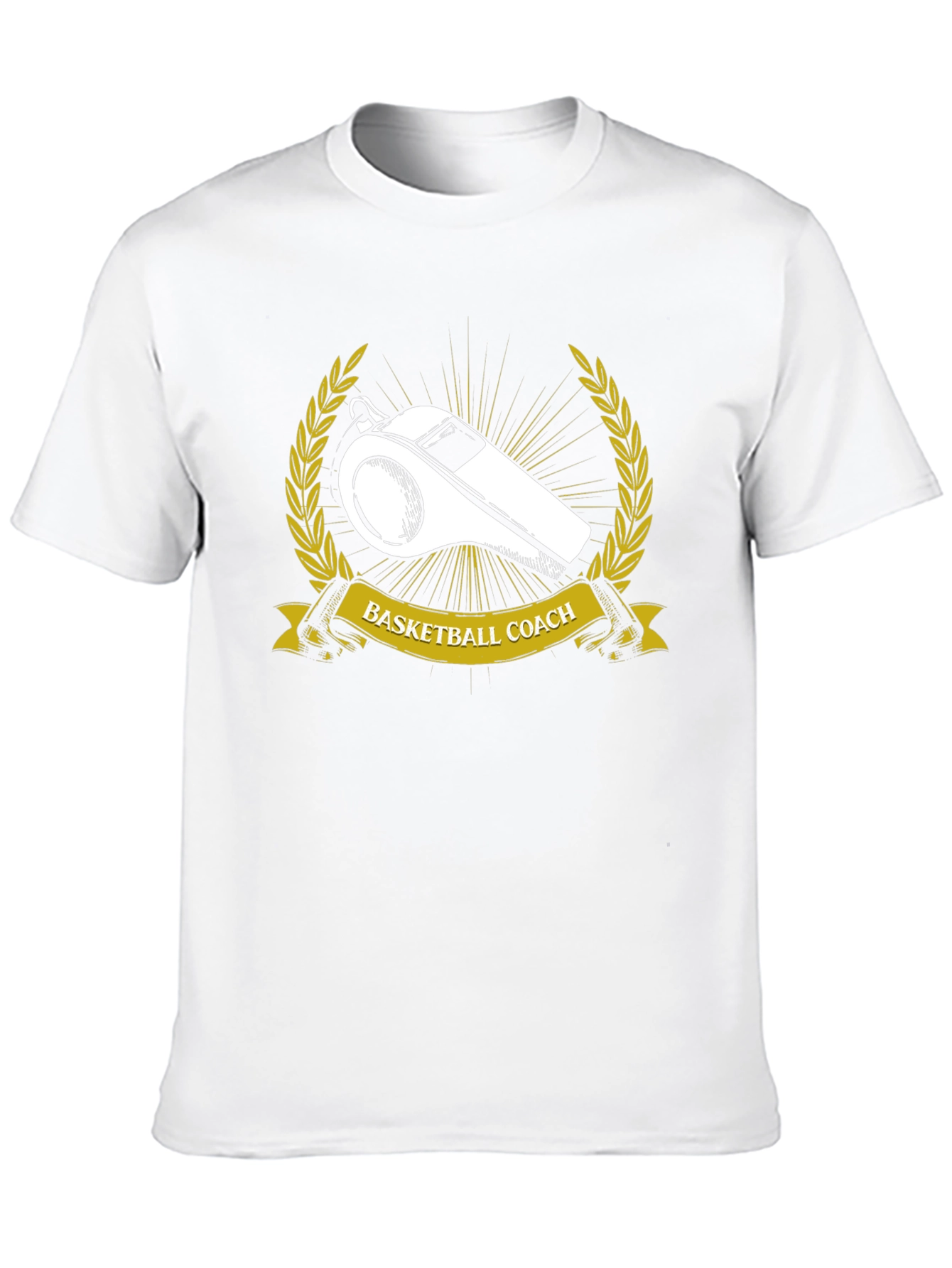 Basketball Coach T-Shirt Whistle Gold Wreath