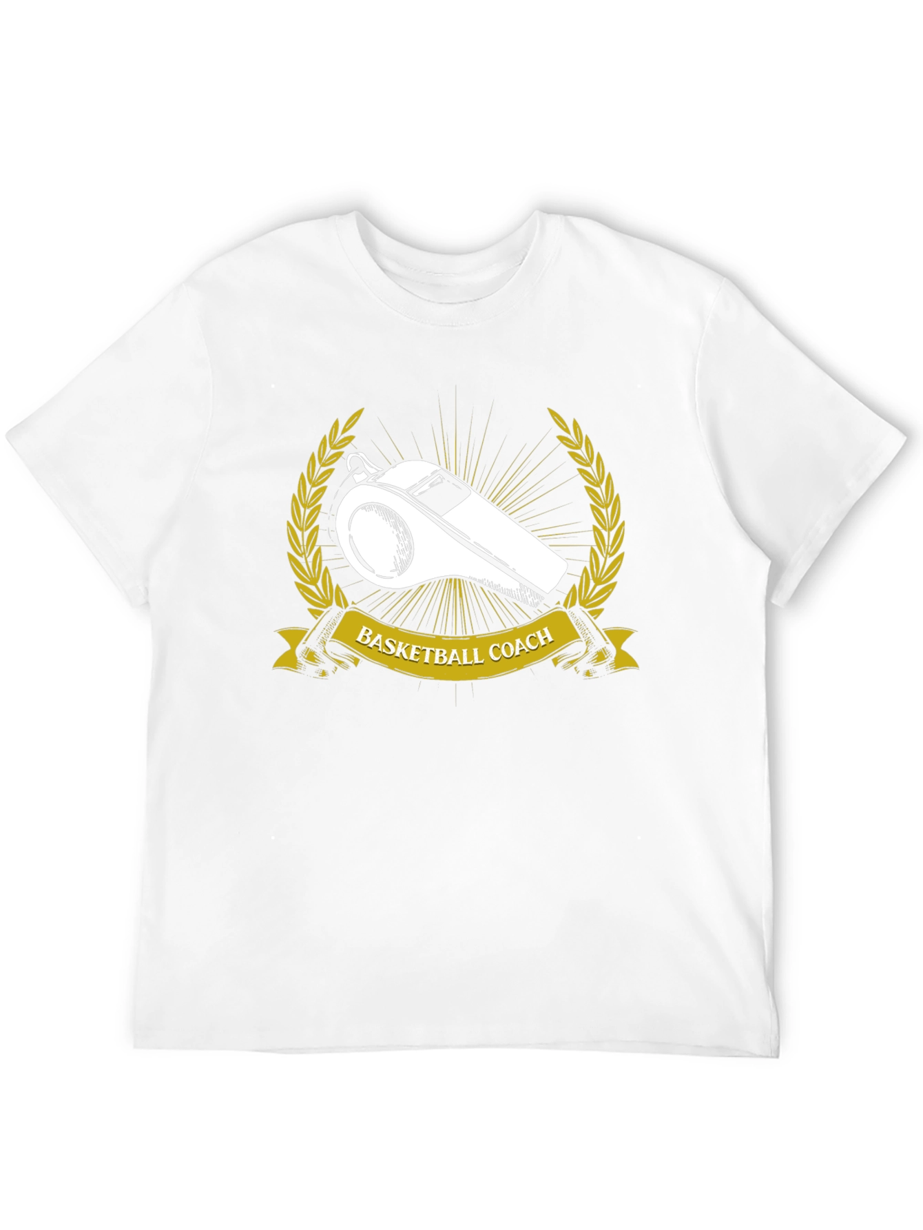 Basketball Coach T-Shirt Whistle Gold Wreath