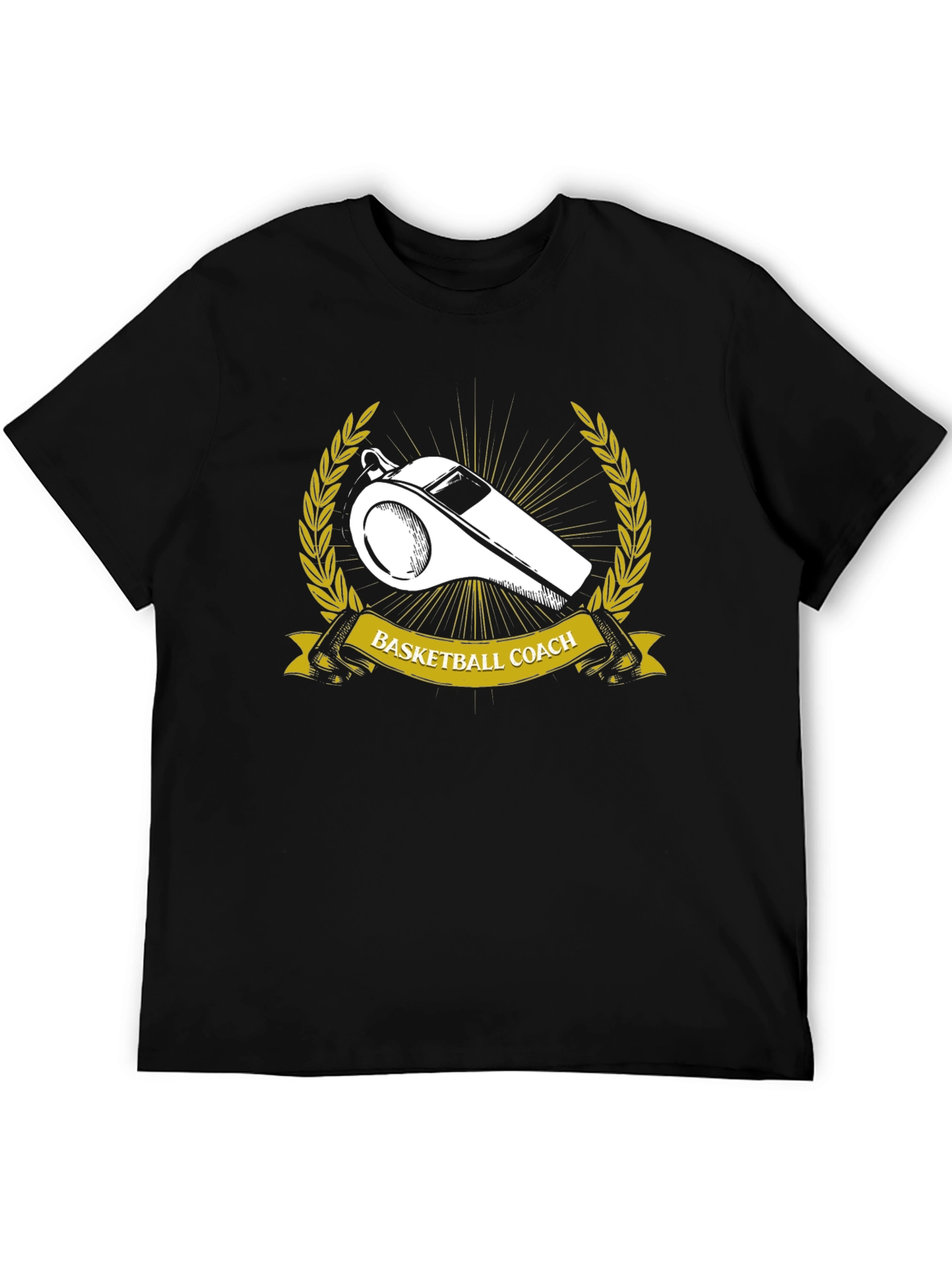 Basketball Coach T-Shirt Whistle Gold Wreath