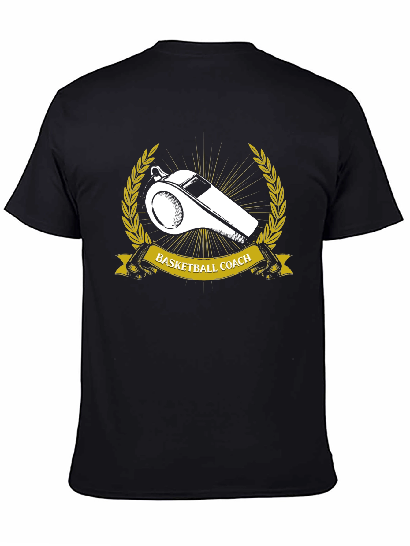 Basketball Coach T-Shirt Whistle Gold Wreath